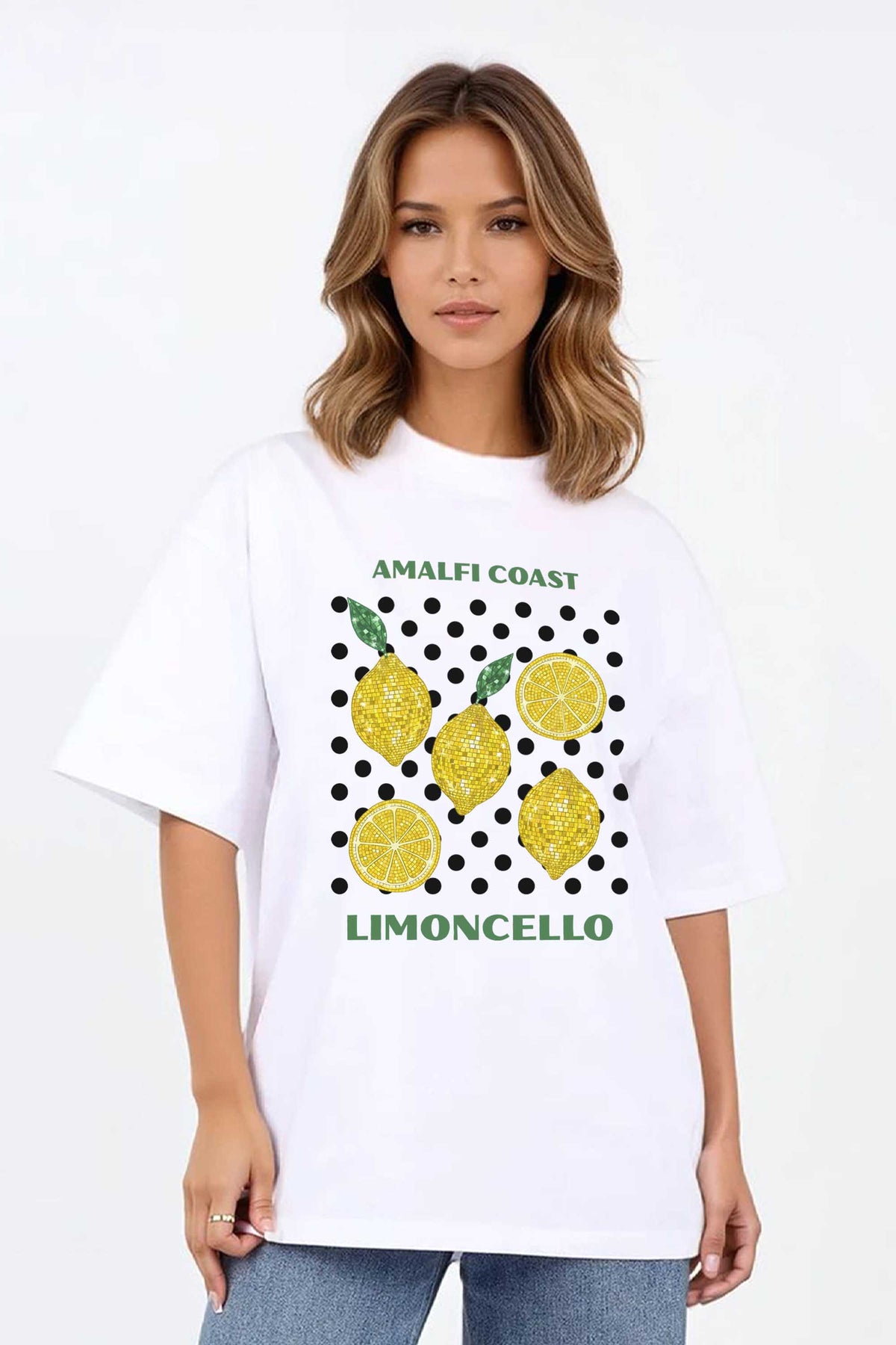 220GSM Oversized T-shirt in Amalfi Coast Lemon Print