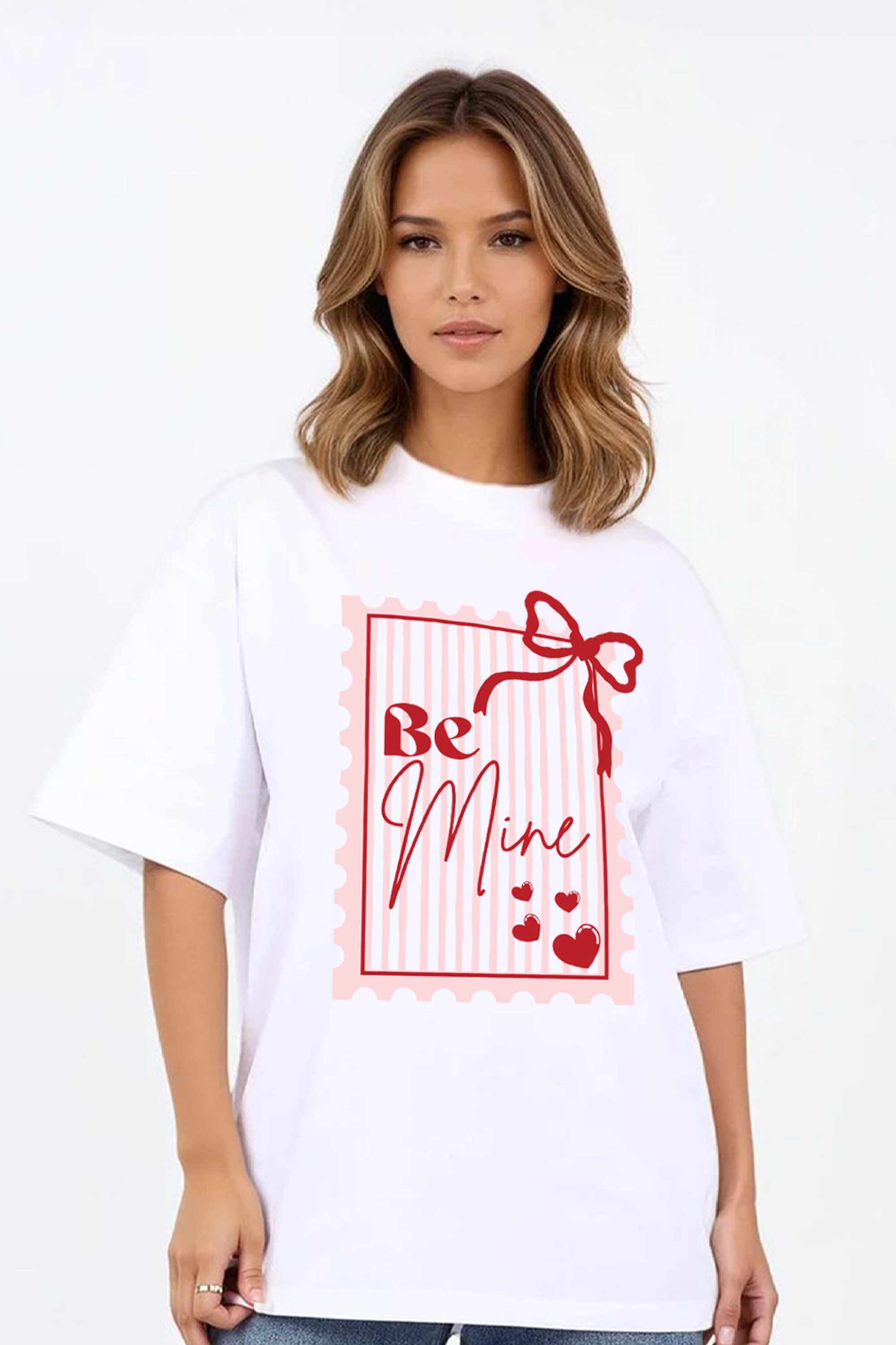 220GSM Oversized T-Shirt in Be Mine Valentine Print