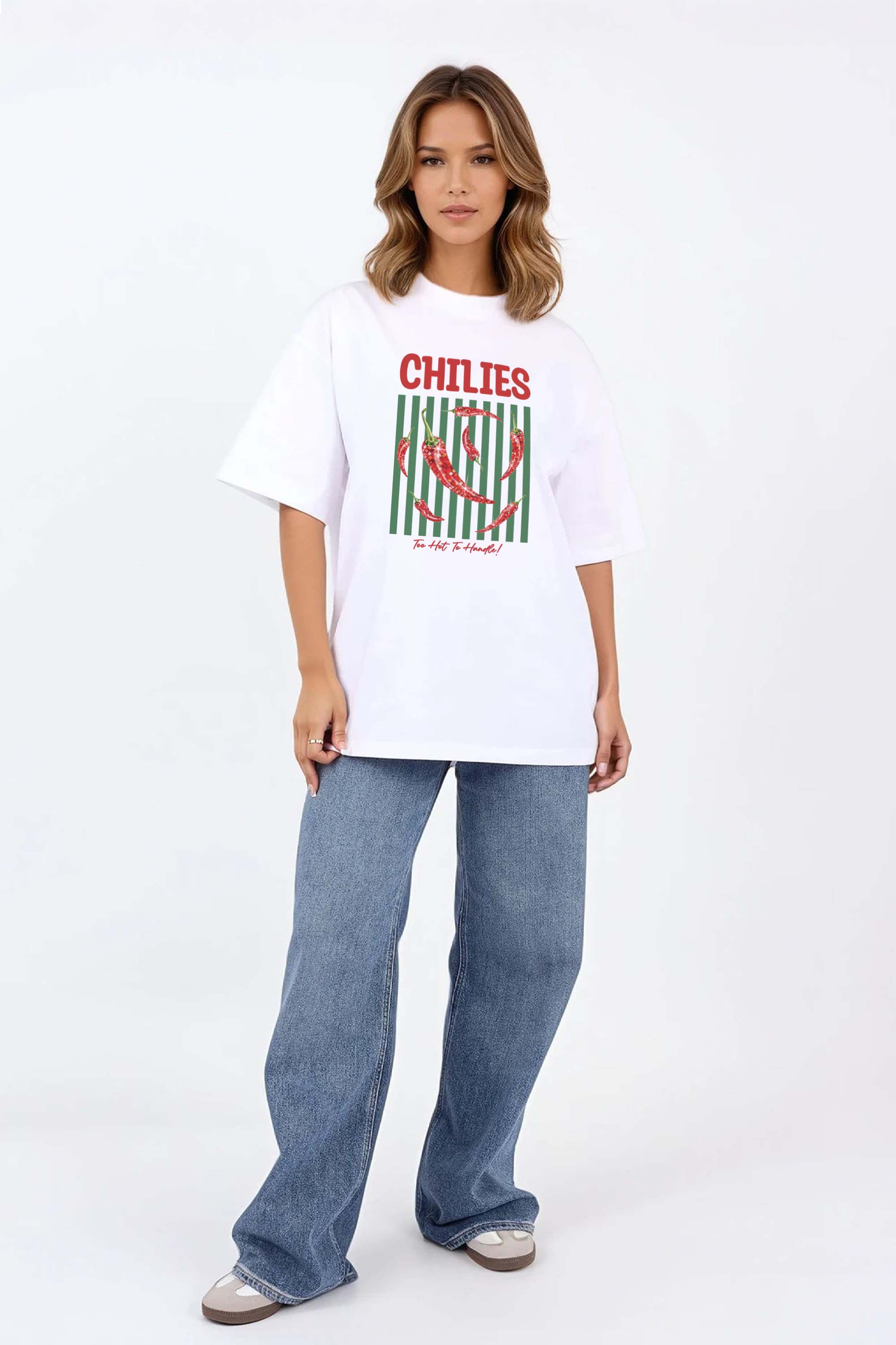 220GSM Oversized Retro Style Chilies Print