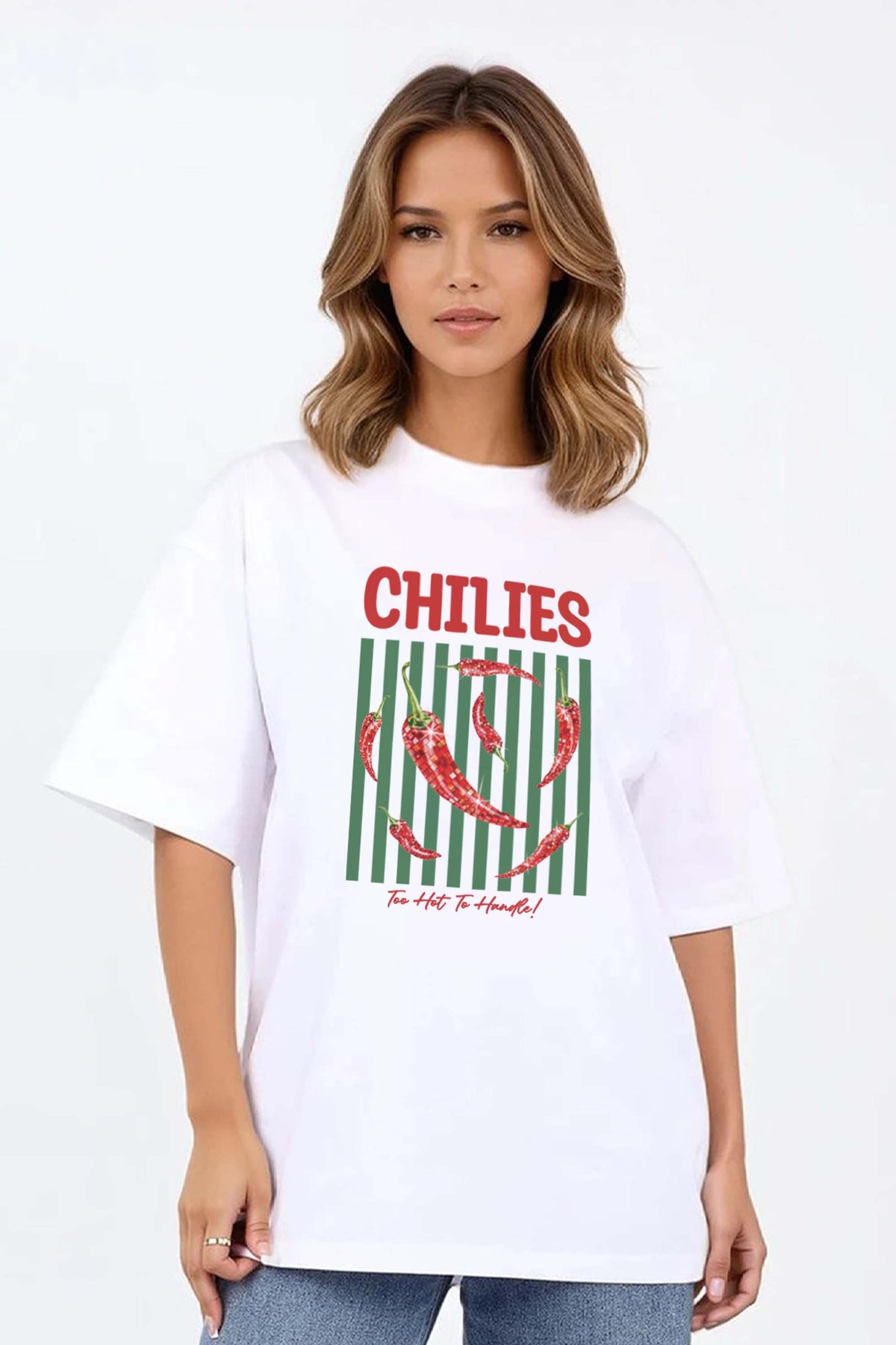 220GSM Oversized Retro Style Chilies Print