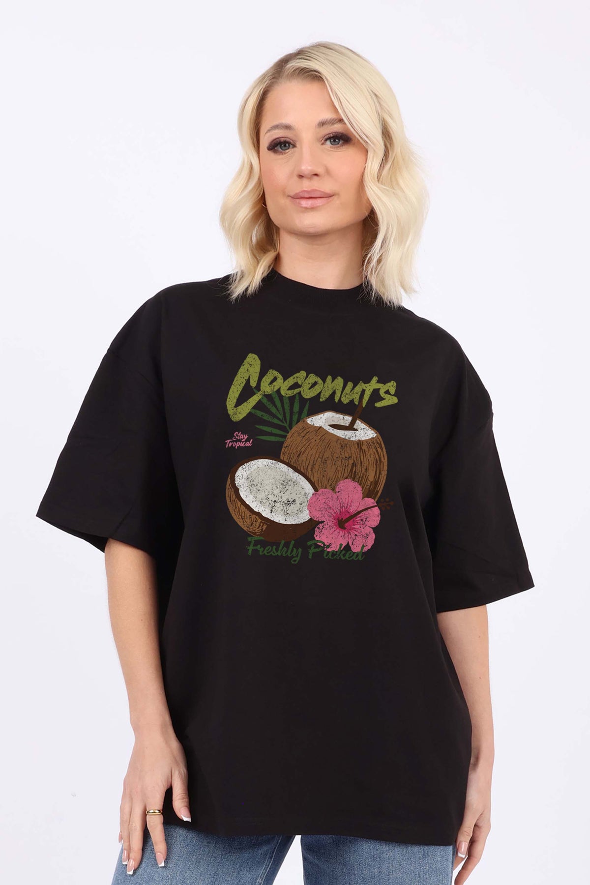 220GSM Oversized T-shirt in Coconut Print