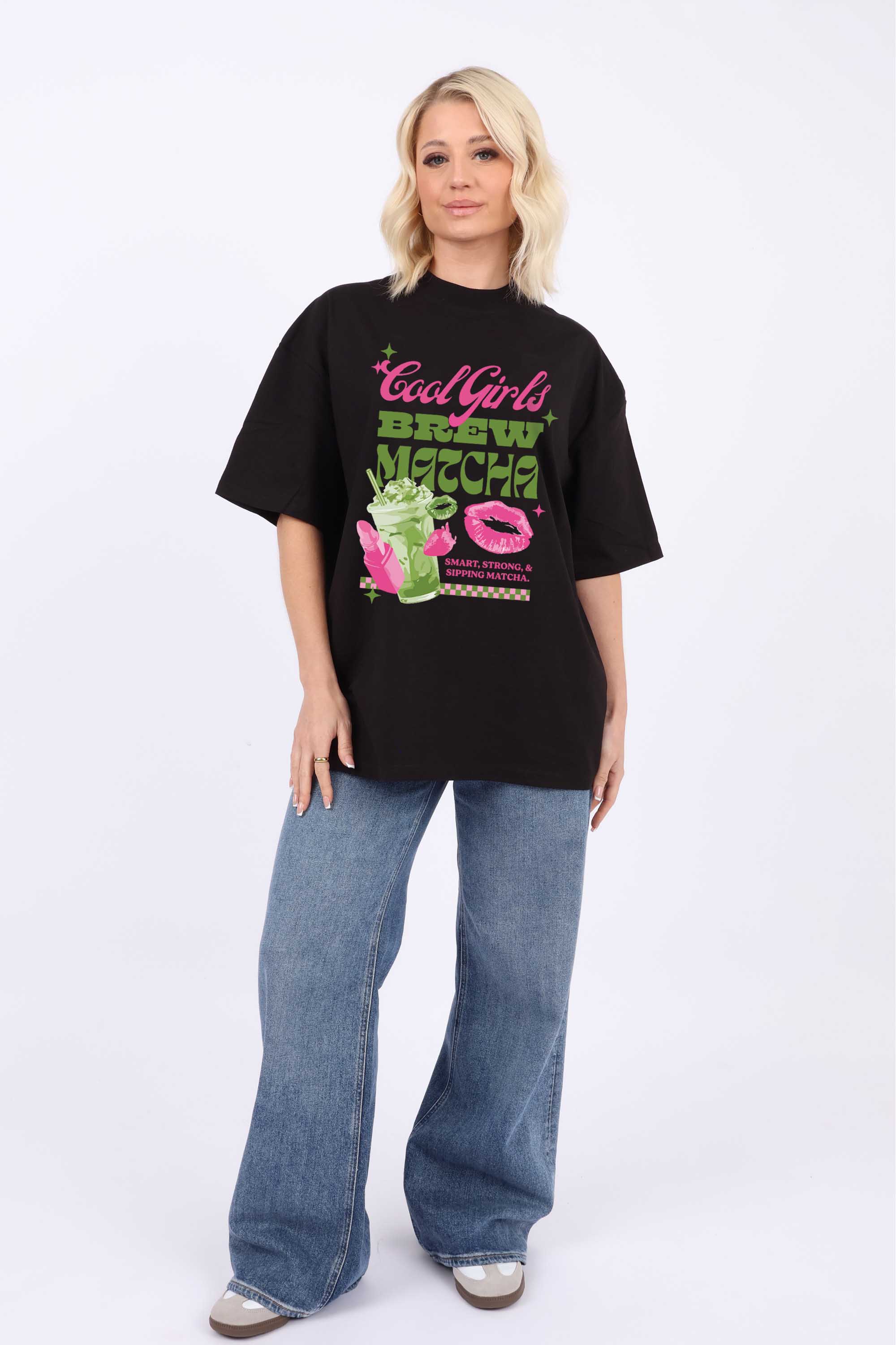 220GSM Oversized T-Shirt in Cool Girls Brew Matcha Print
