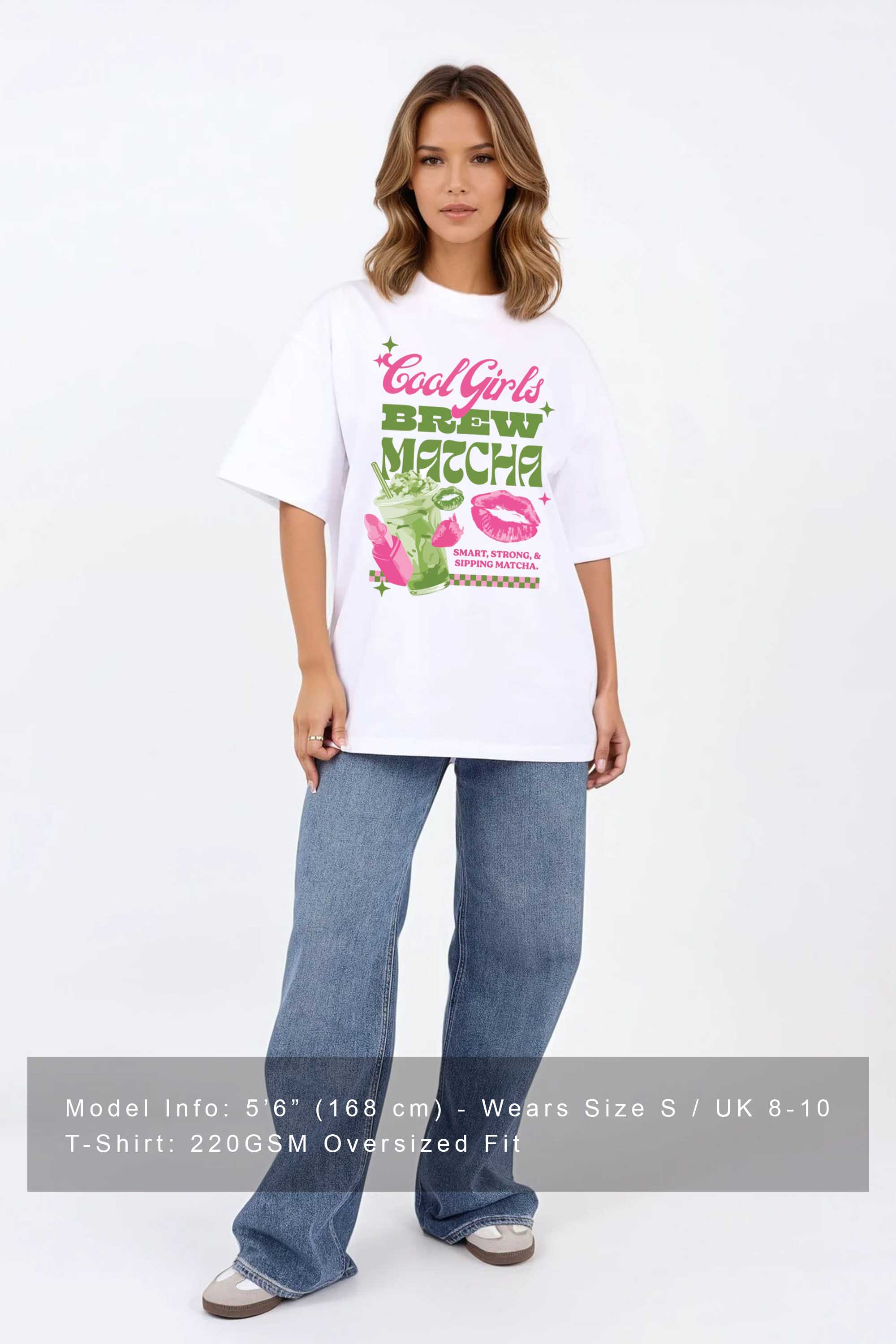 220GSM Oversized T-Shirt in Cool Girls Brew Matcha Print
