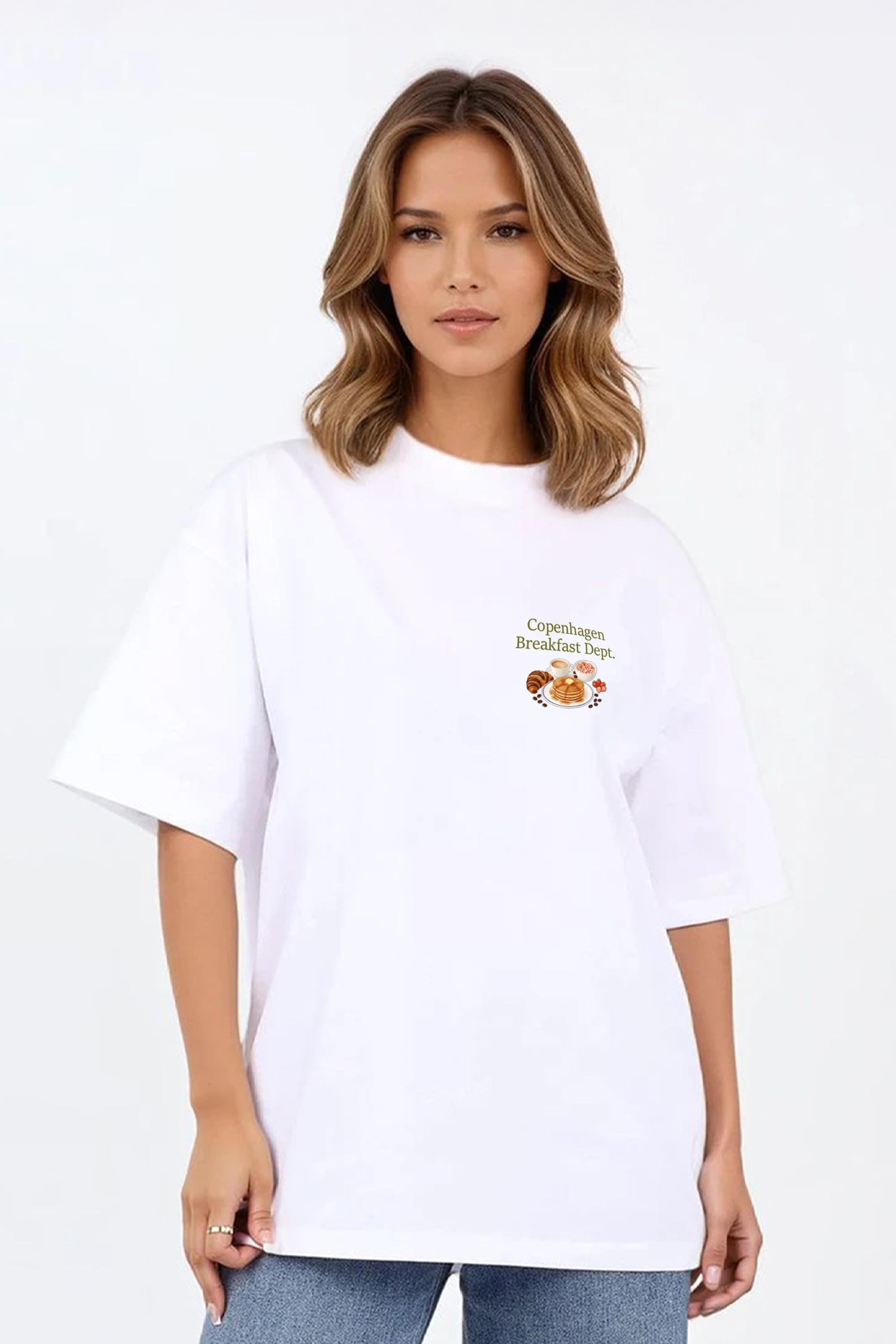 220GSM Oversized T-Shirt in Copenhagen Breakfast Dept Print