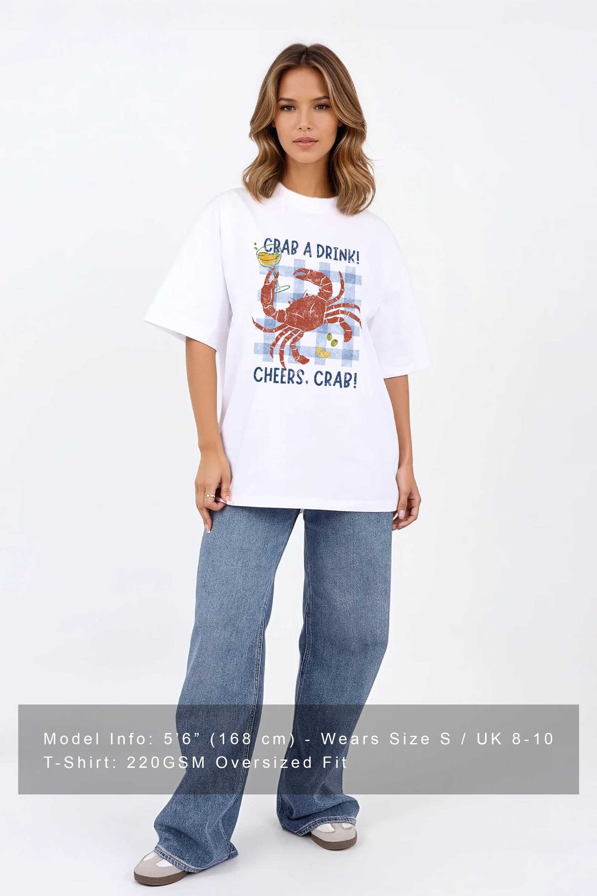 220GSM Oversized T-Shirt in Crab a Drink Print