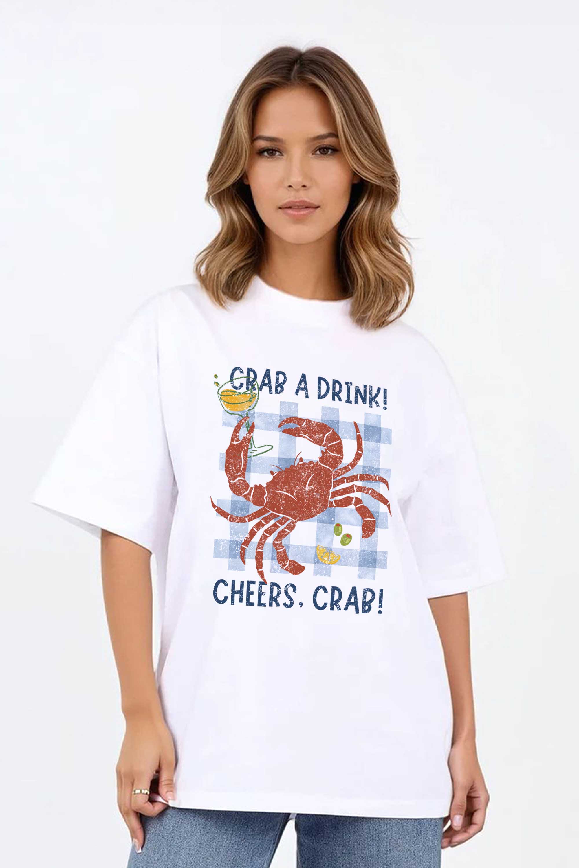 220GSM Oversized T-Shirt in Crab a Drink Print
