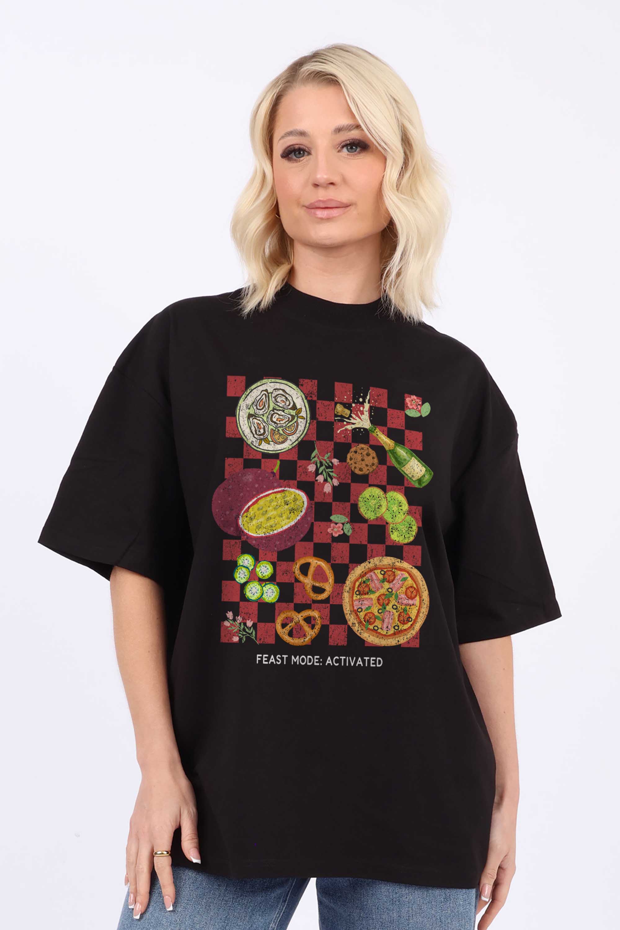 220GSM Oversized T-Shirt in Feast Mood Activated Print
