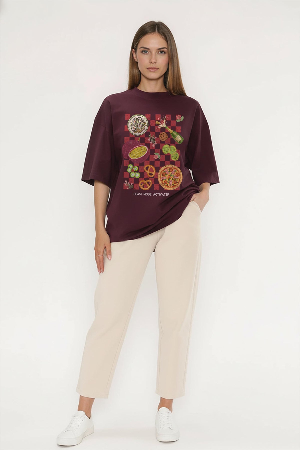 220GSM Oversized T-Shirt in Feast Mood Activated Print