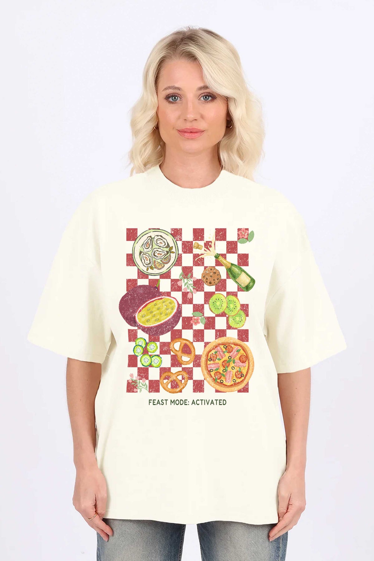 220GSM Oversized T-Shirt in Feast Mood Activated Print