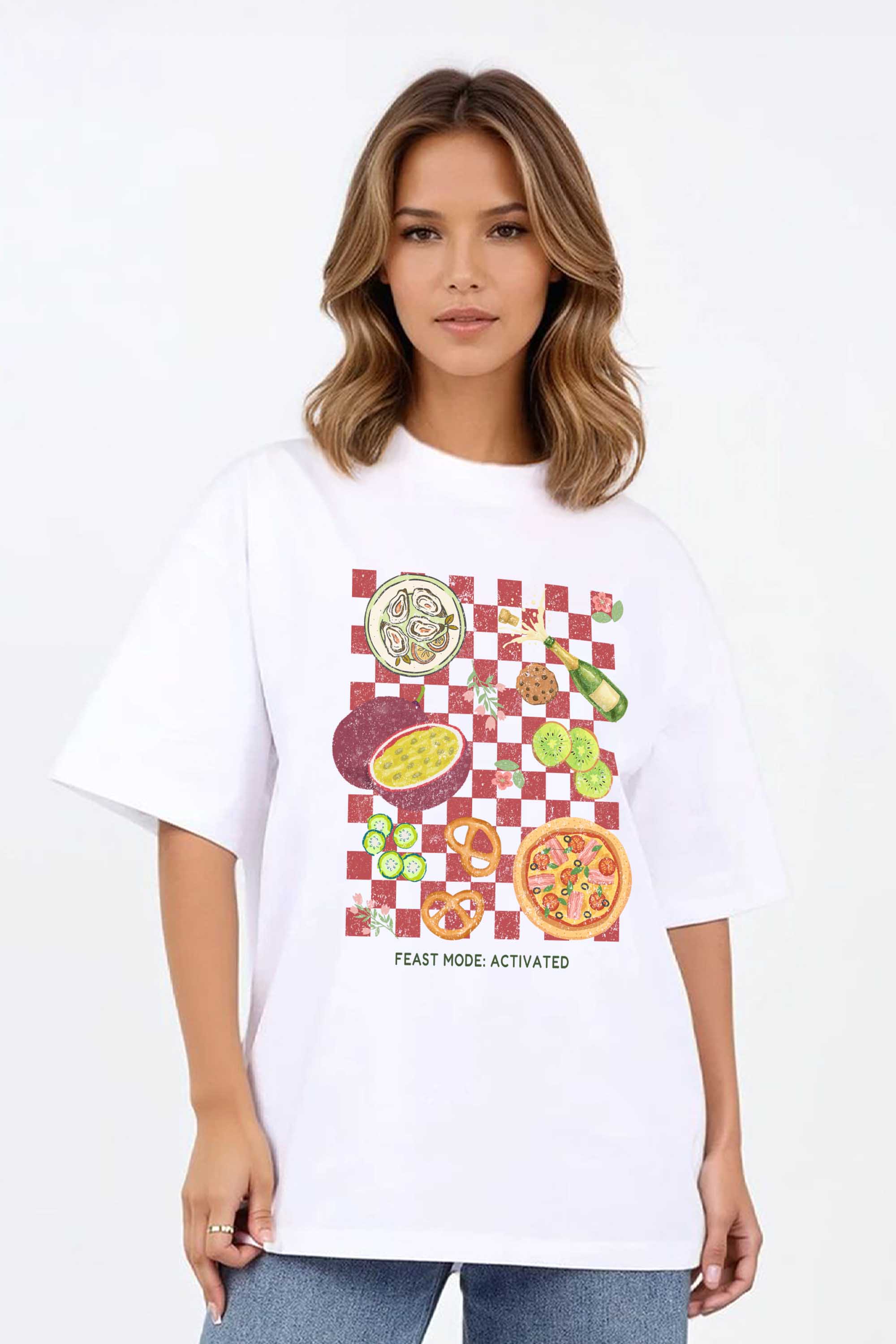 220GSM Oversized T-Shirt in Feast Mood Activated Print