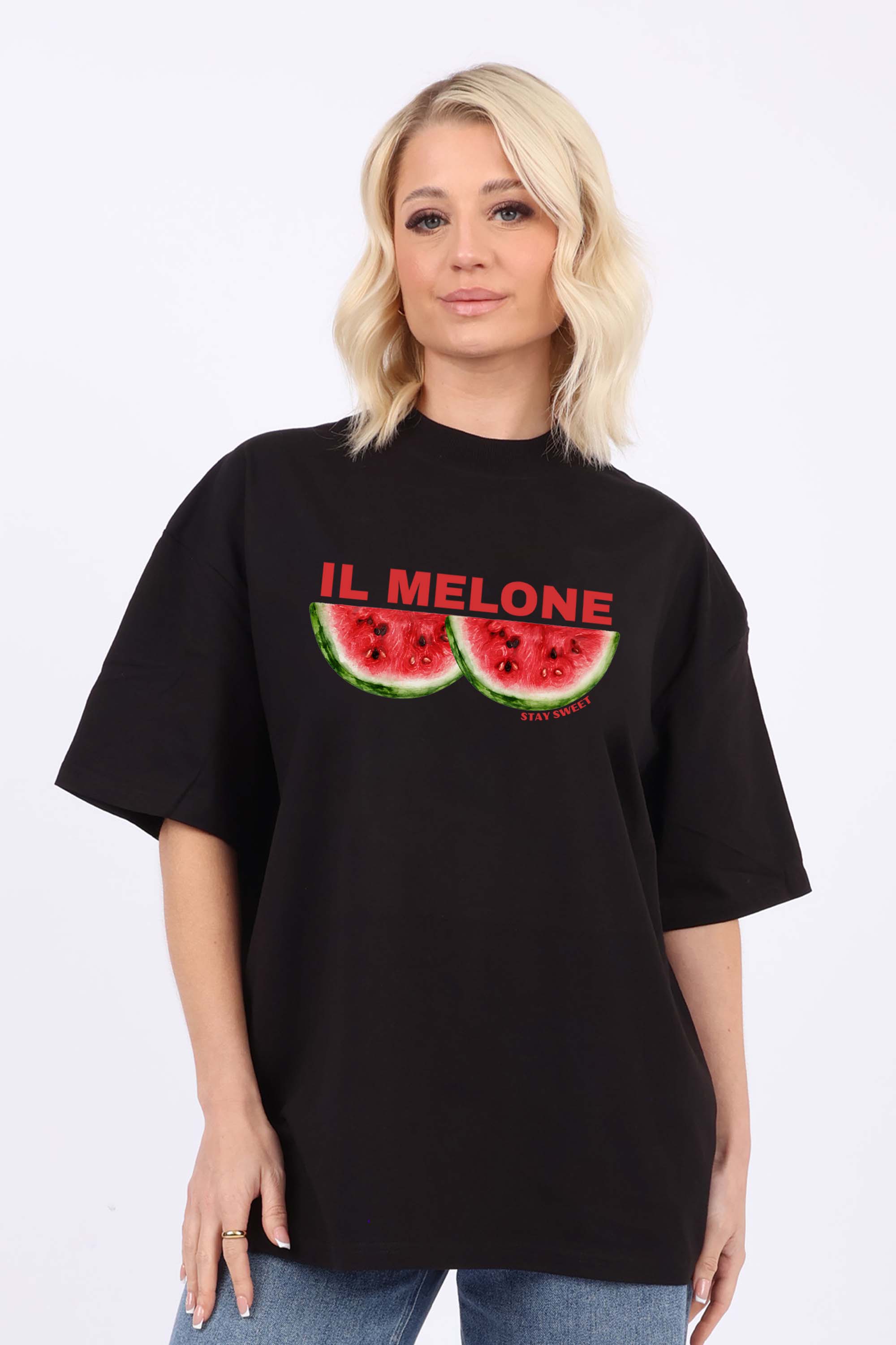 220GSM Oversized T-shirt in IL Melone Watermelon Print