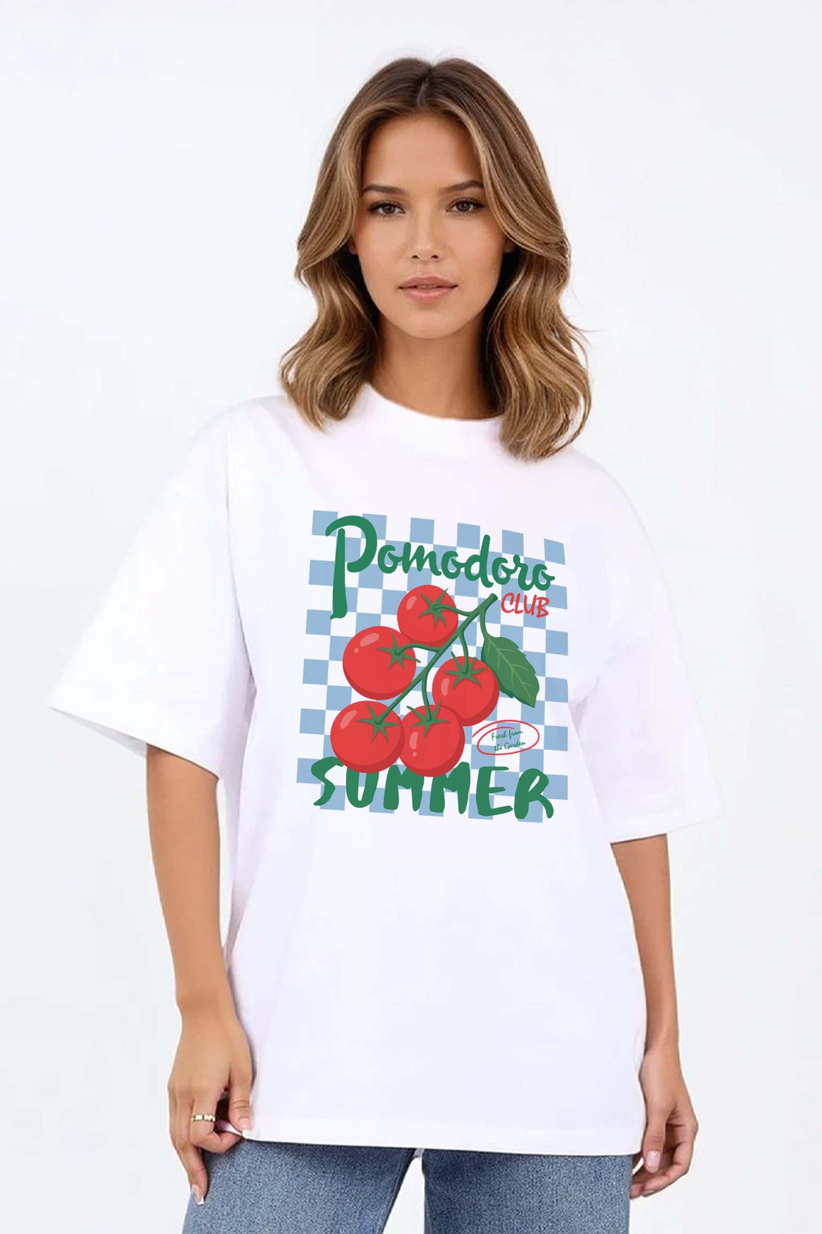220GSM Oversized T-shirt In Pomodoro Club Print