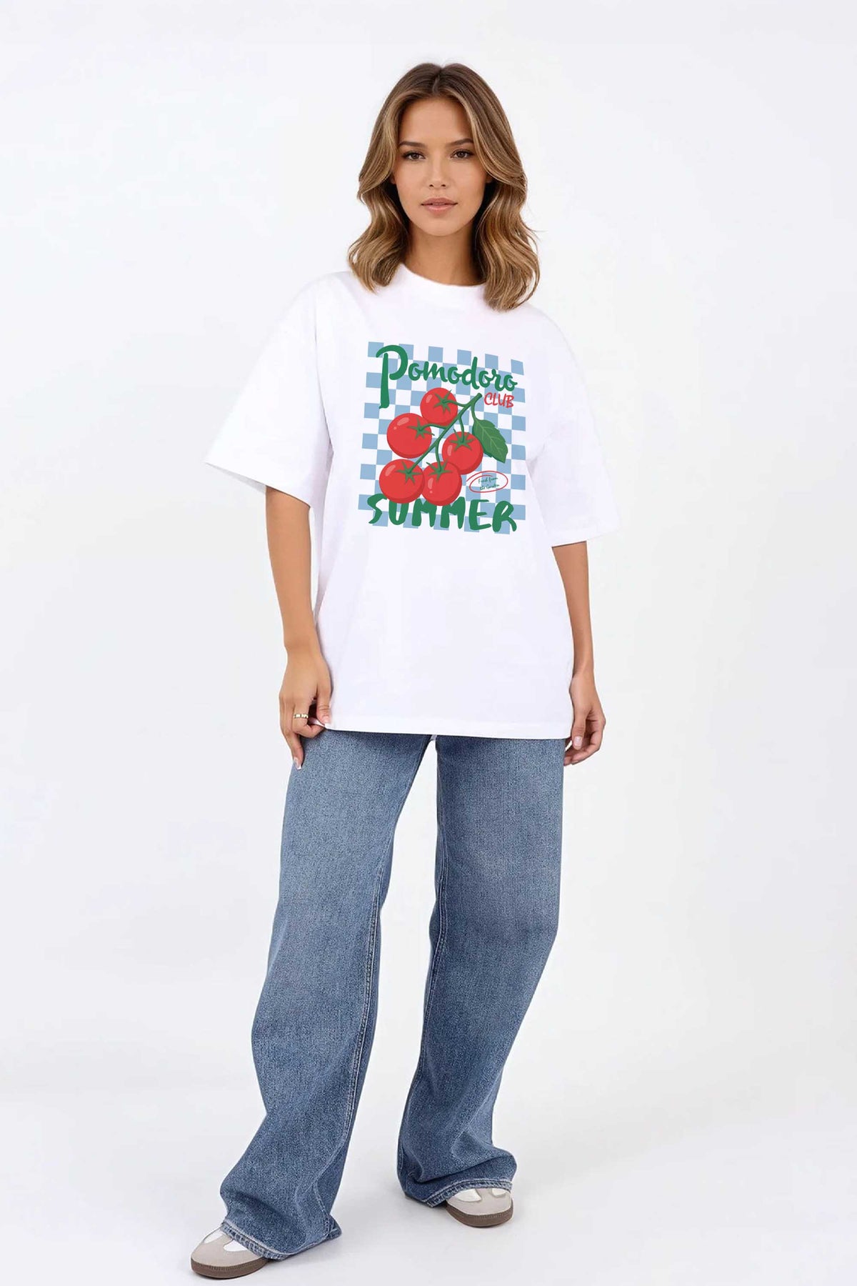 220GSM Oversized T-shirt In Pomodoro Club Print
