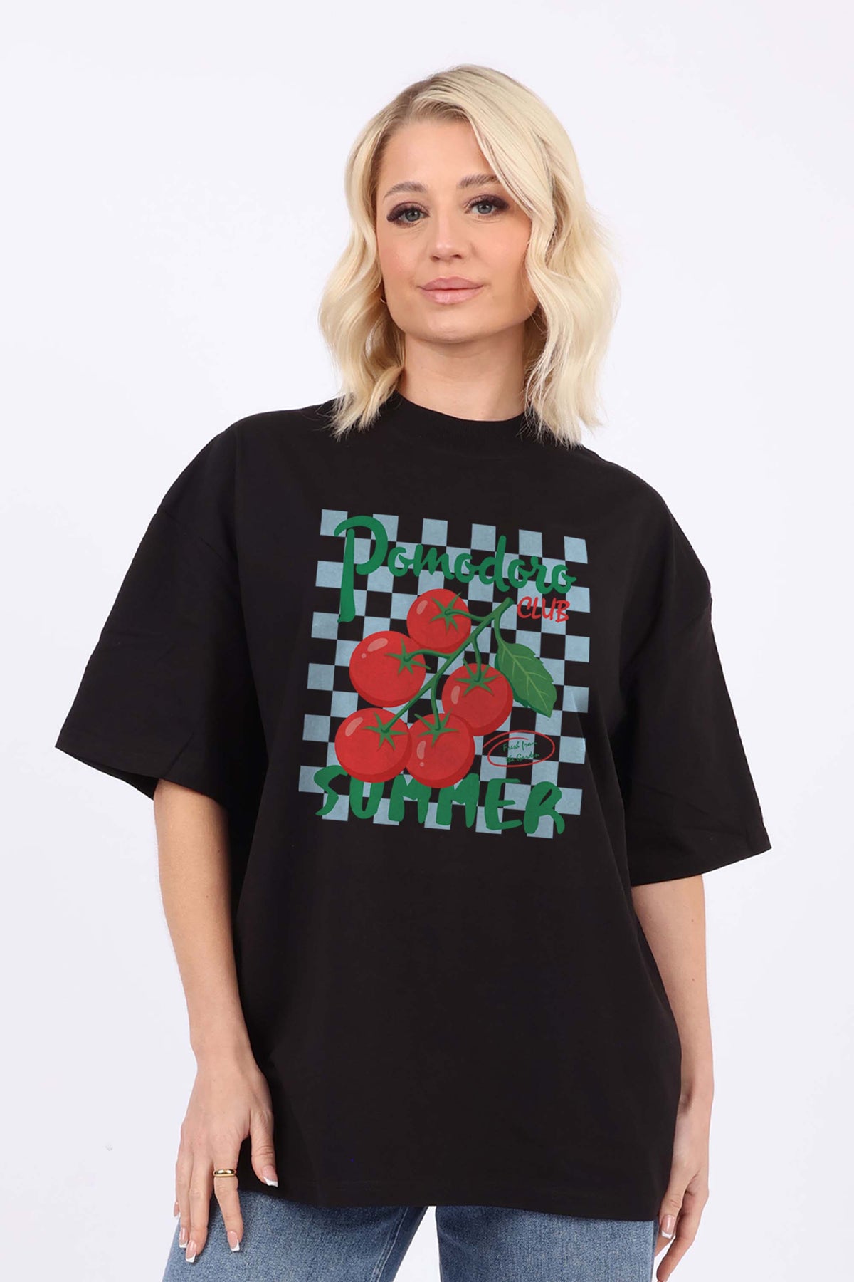 220GSM Oversized T-shirt In Pomodoro Club Print