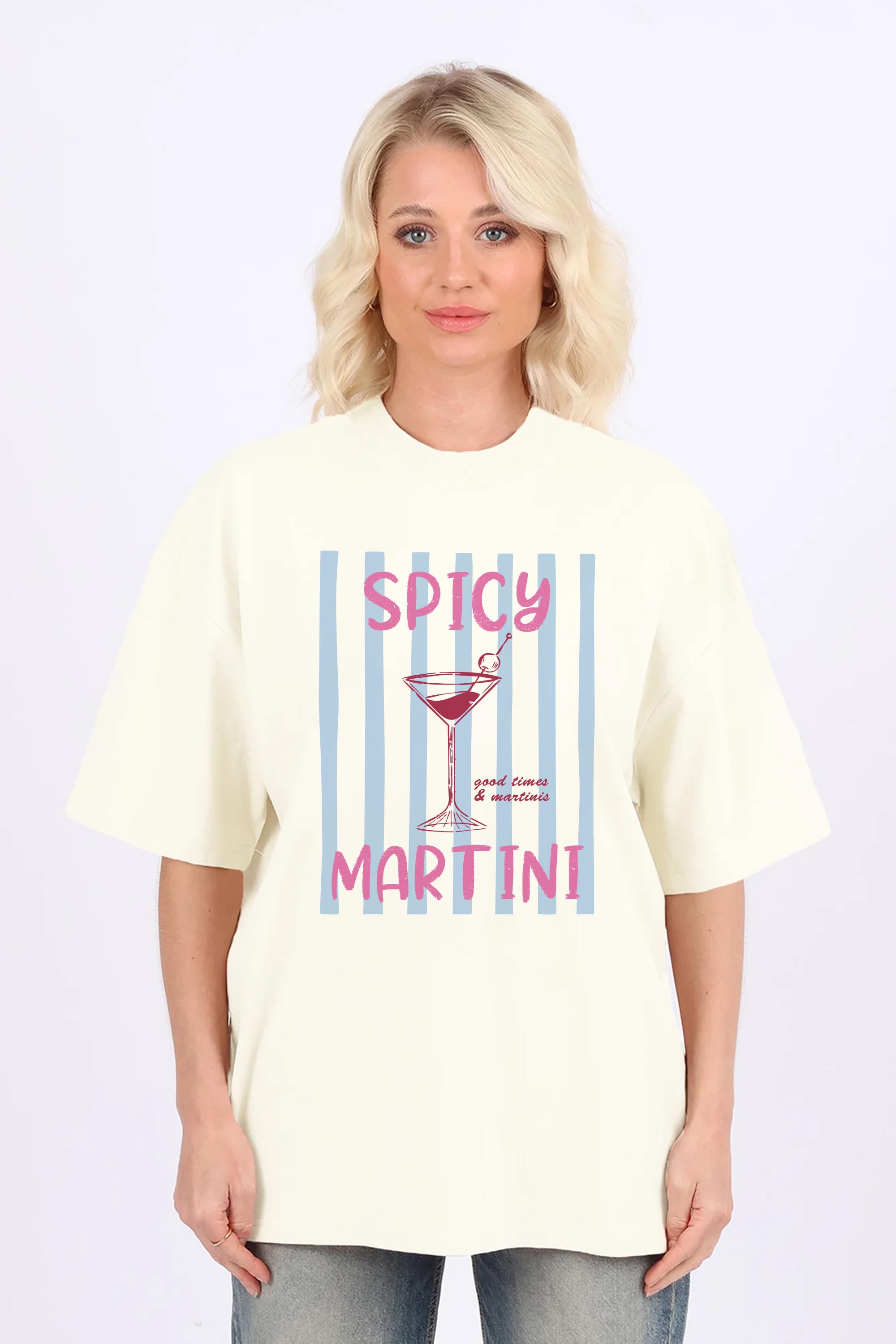 220GSM Oversized T-Shirt in Retro Spicy Martini Print