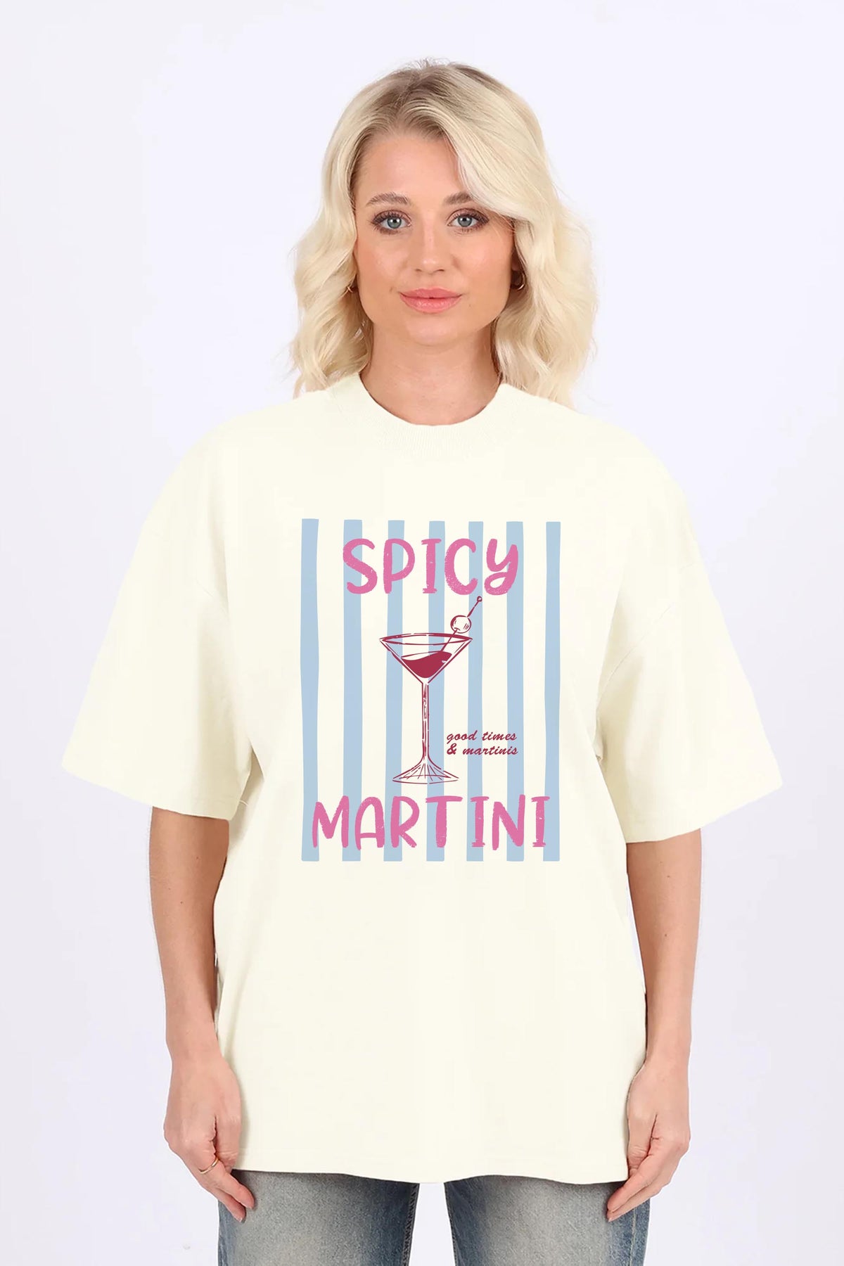 220GSM Oversized T-Shirt in Retro Spicy Martini Print
