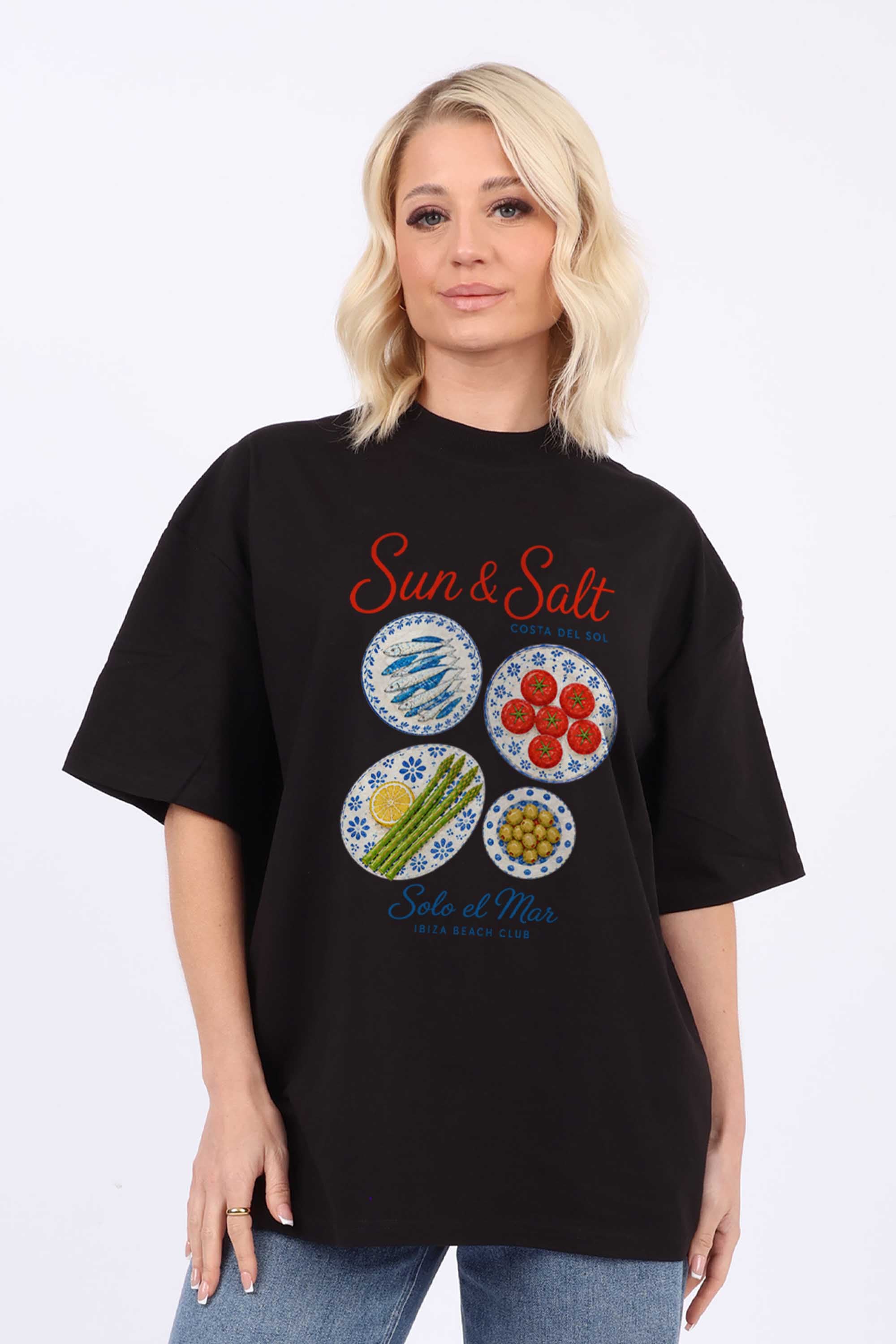 220GSM Oversized T-shirt in Sun And Salt Food Print