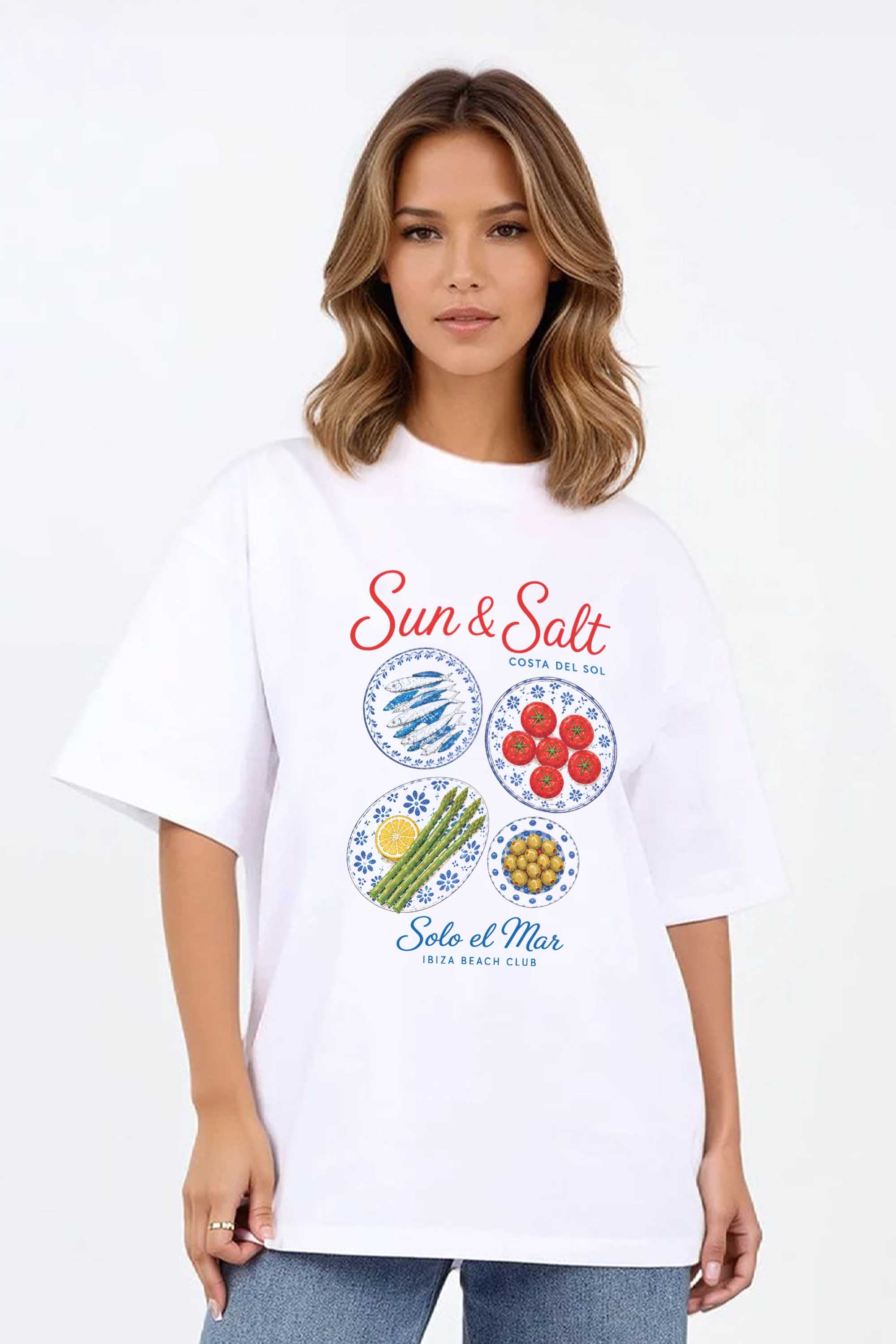 220GSM Oversized T-shirt in Sun And Salt Food Print