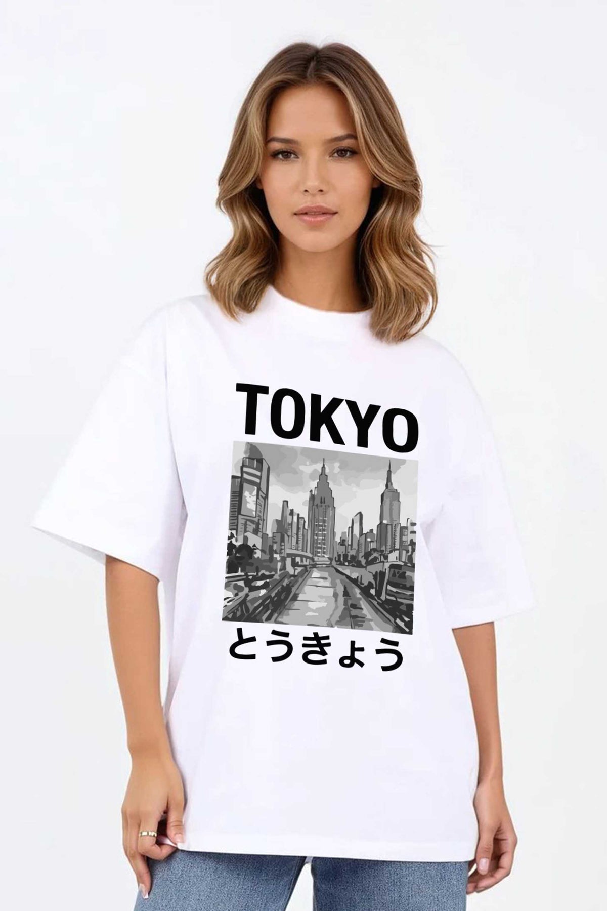 220GSM Oversized T-Shirt in Tokyo Print