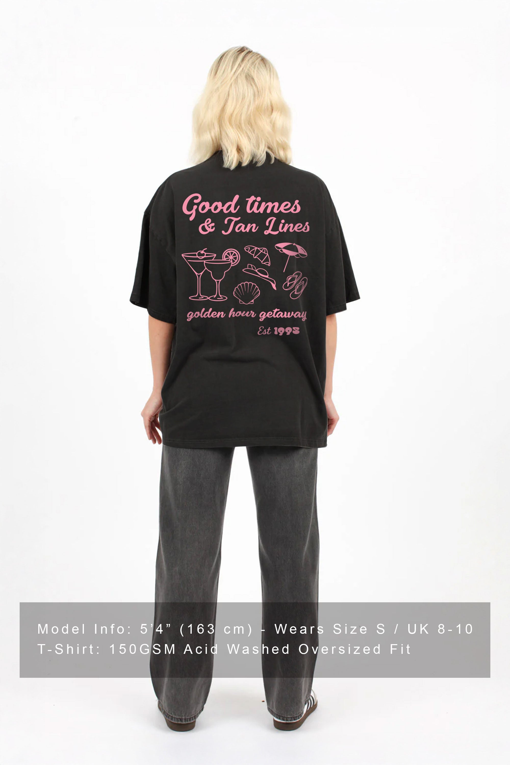 150GSM Oversized Washed T-Shirts in Good Times Print (Custom Pack)