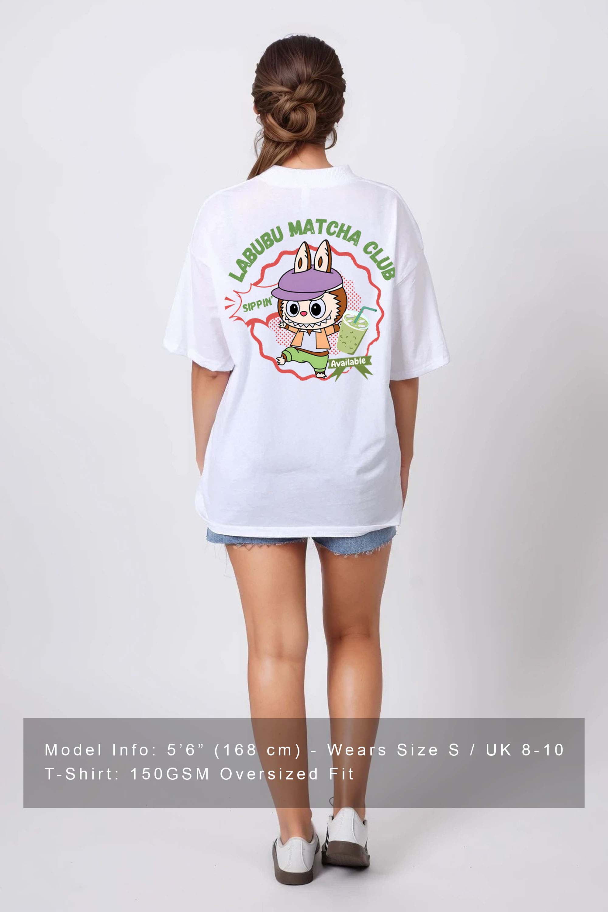 150GSM Oversized T-Shirt in Labubu Matcha Club Print