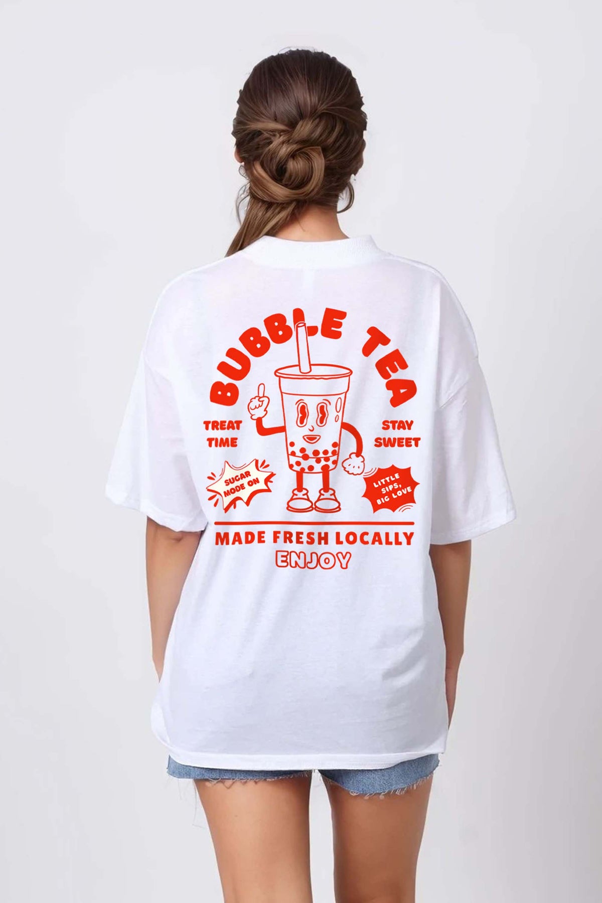 150GSM Oversized T-Shirt in Bubble Tea Print