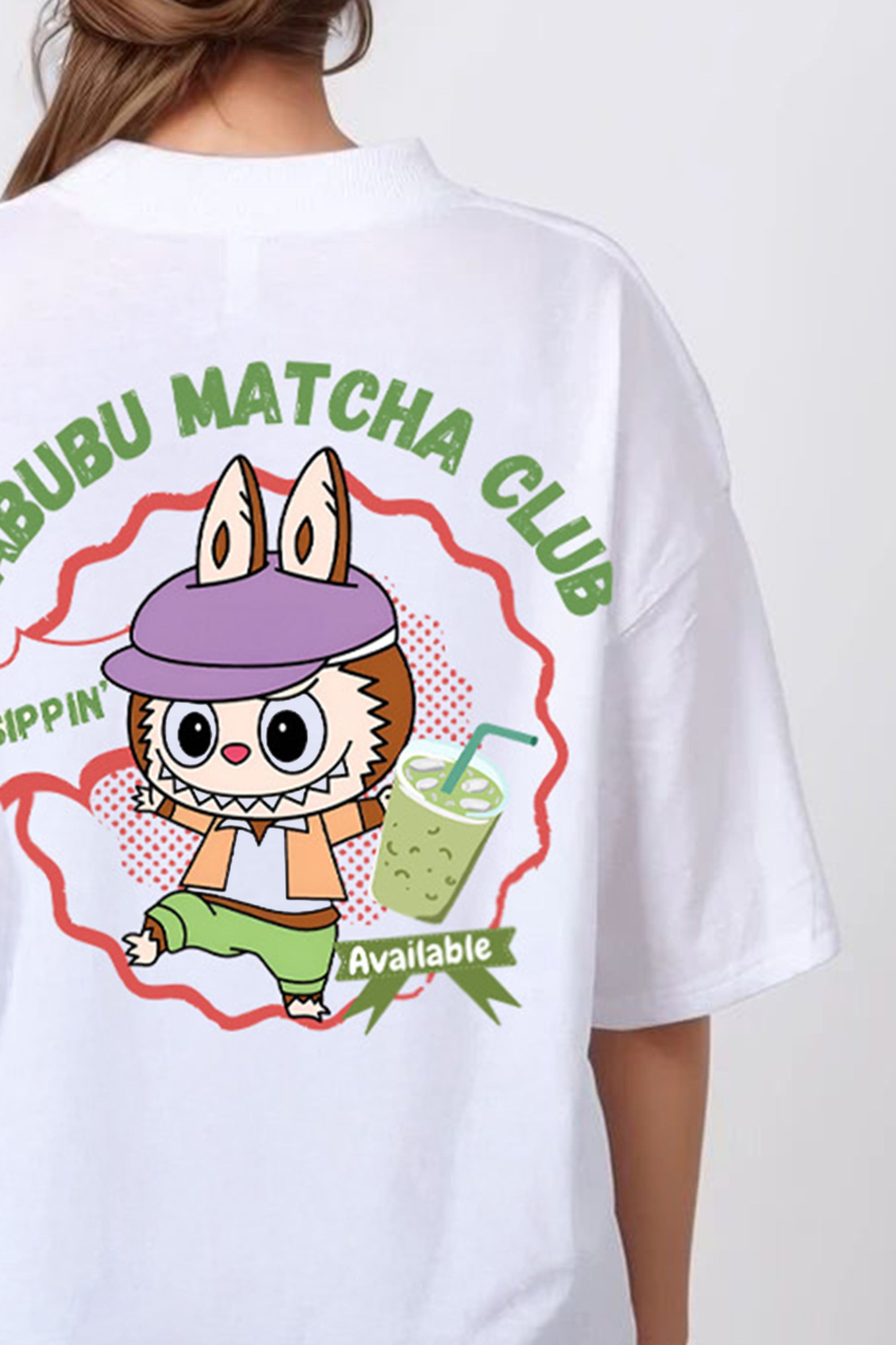 150GSM Oversized T-Shirt in Labubu Matcha Club Print