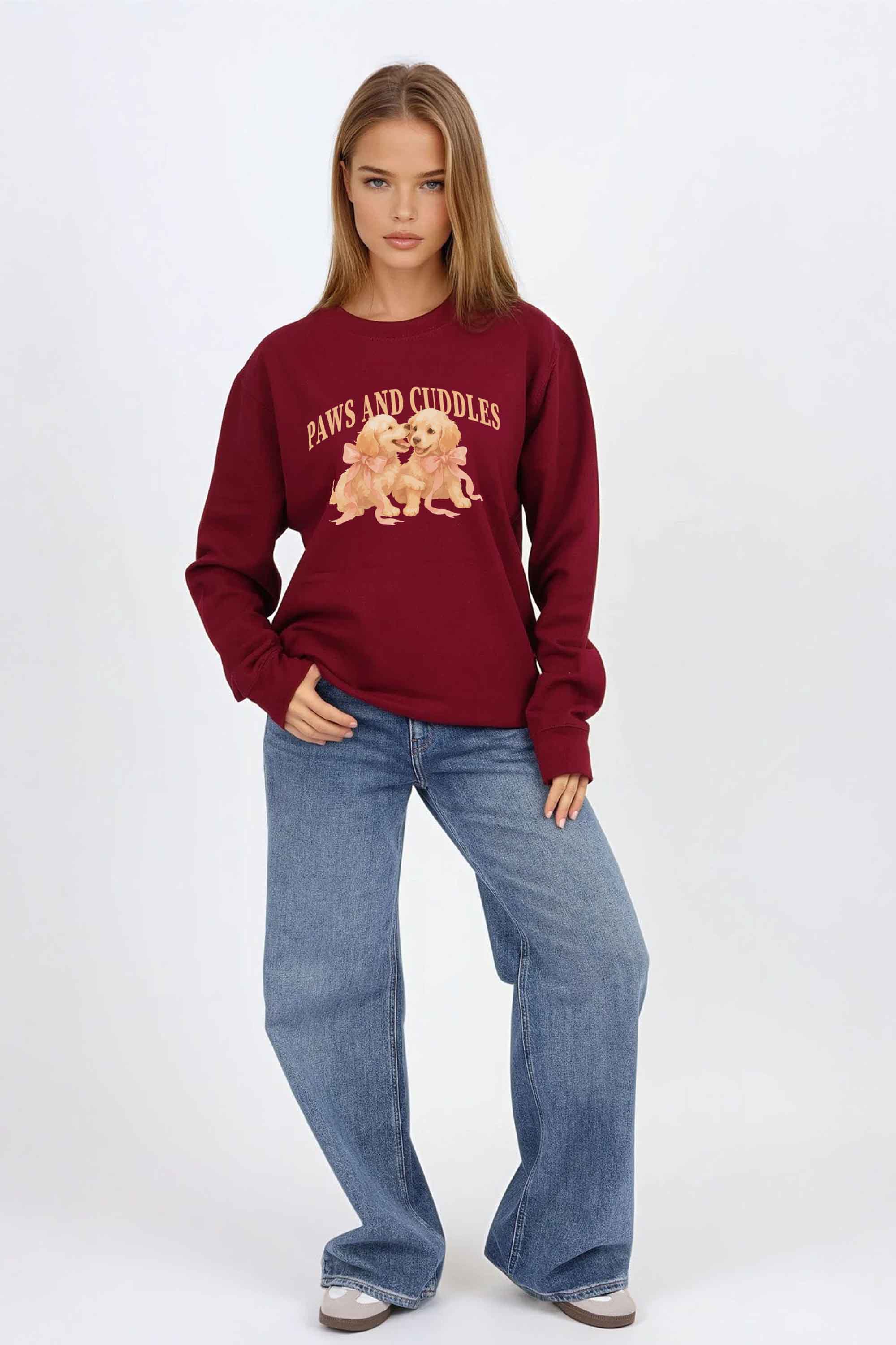 Paws and Cuddles Puppies Printed Sweatshirt