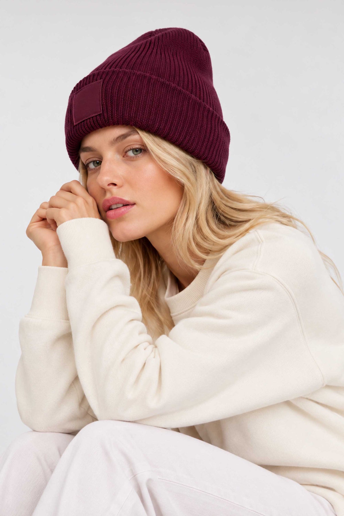 Deep-Cuffed Tonal Patch Beanie
