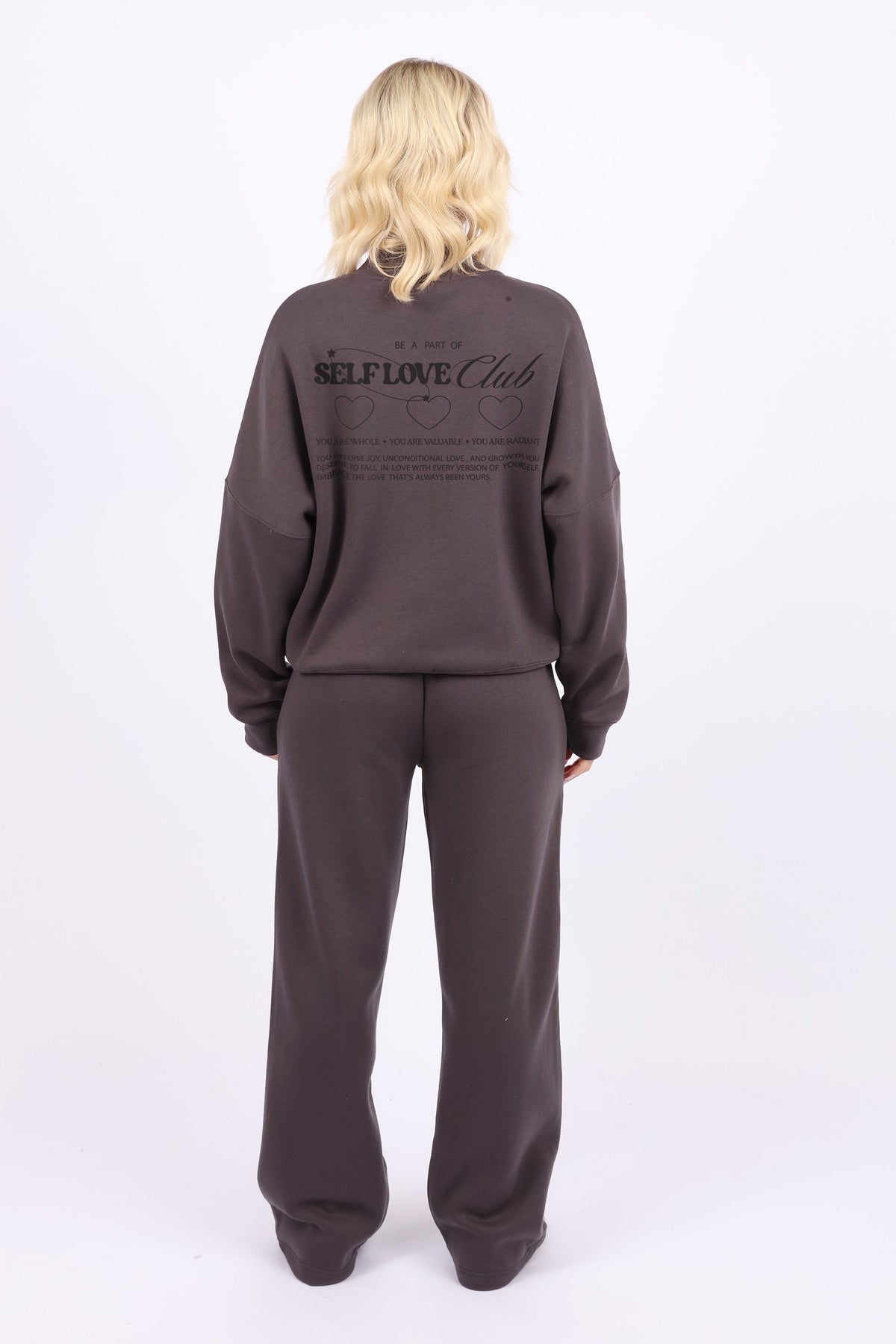 Bomber Style Fleece Zipper Co-ord Set in Self Love Print (Pack of 6 Sets)