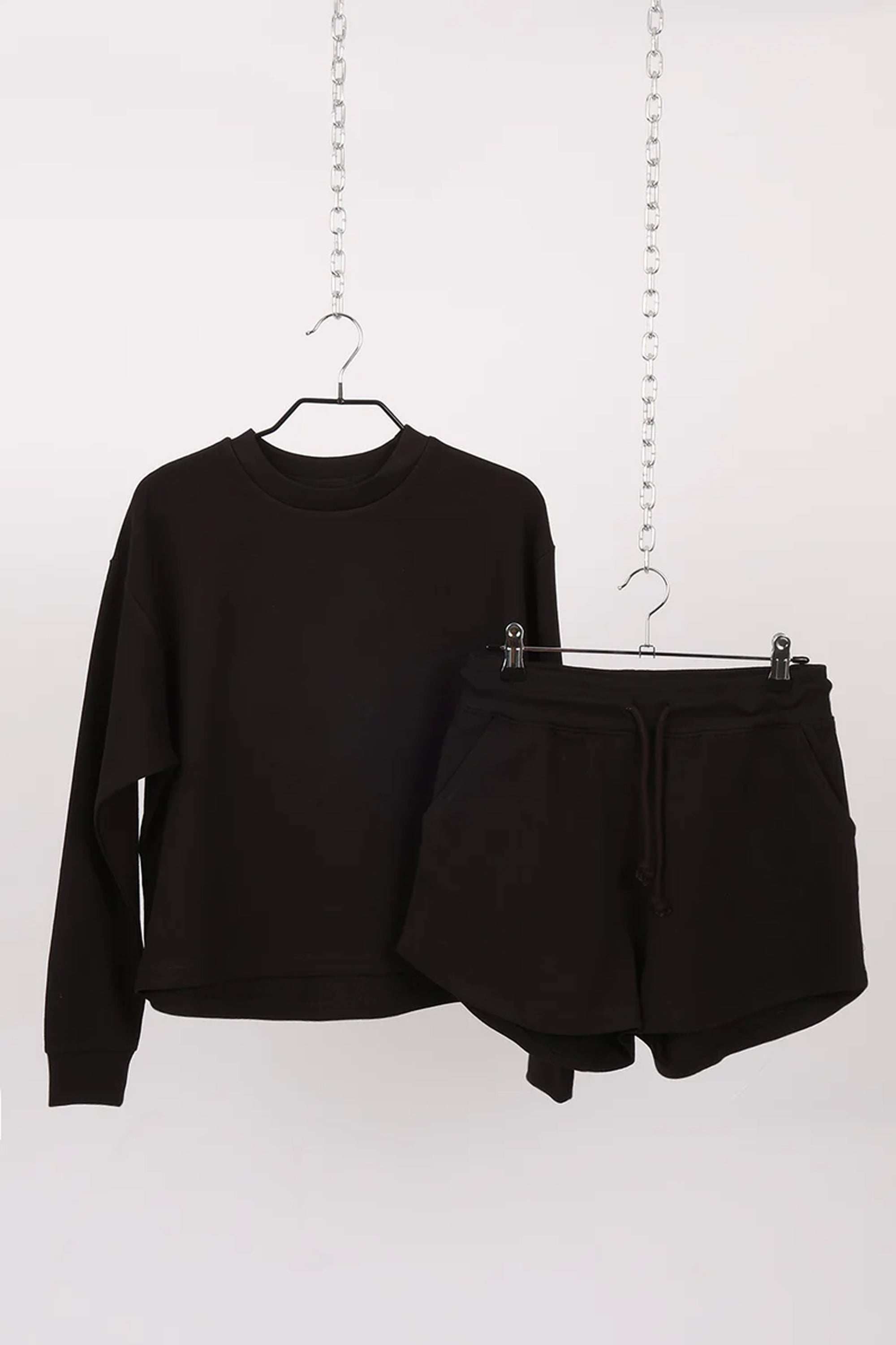 French Terry Plain Sweatshirt & Shorts Set (Pack Of 6 Sets)