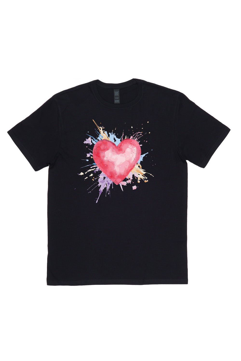 Heart With Pastel Splash T-Shirt in Black (Custom Packs)