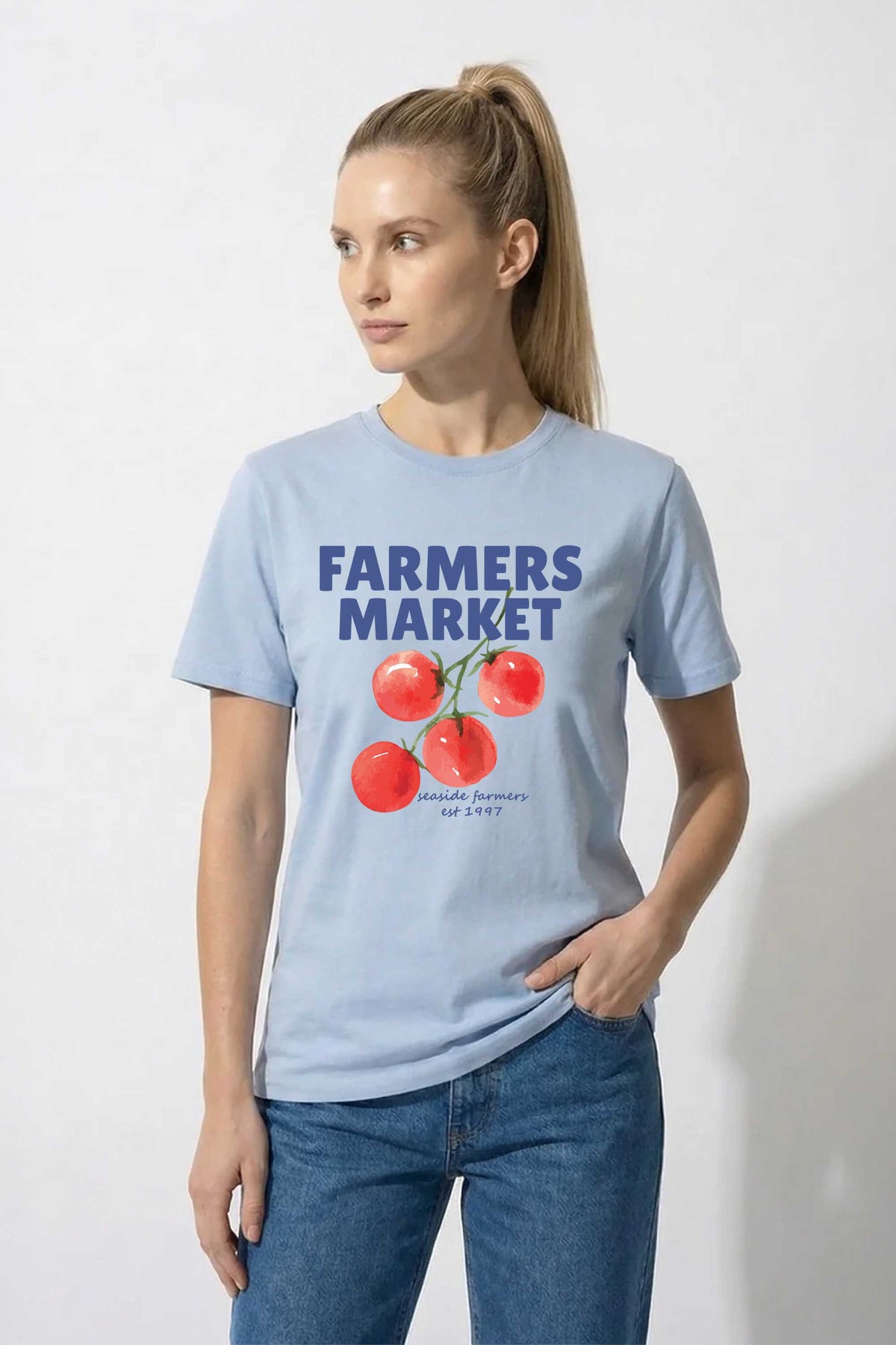 220GSM Regular FIt Farmers Market Printed T-Shirt
