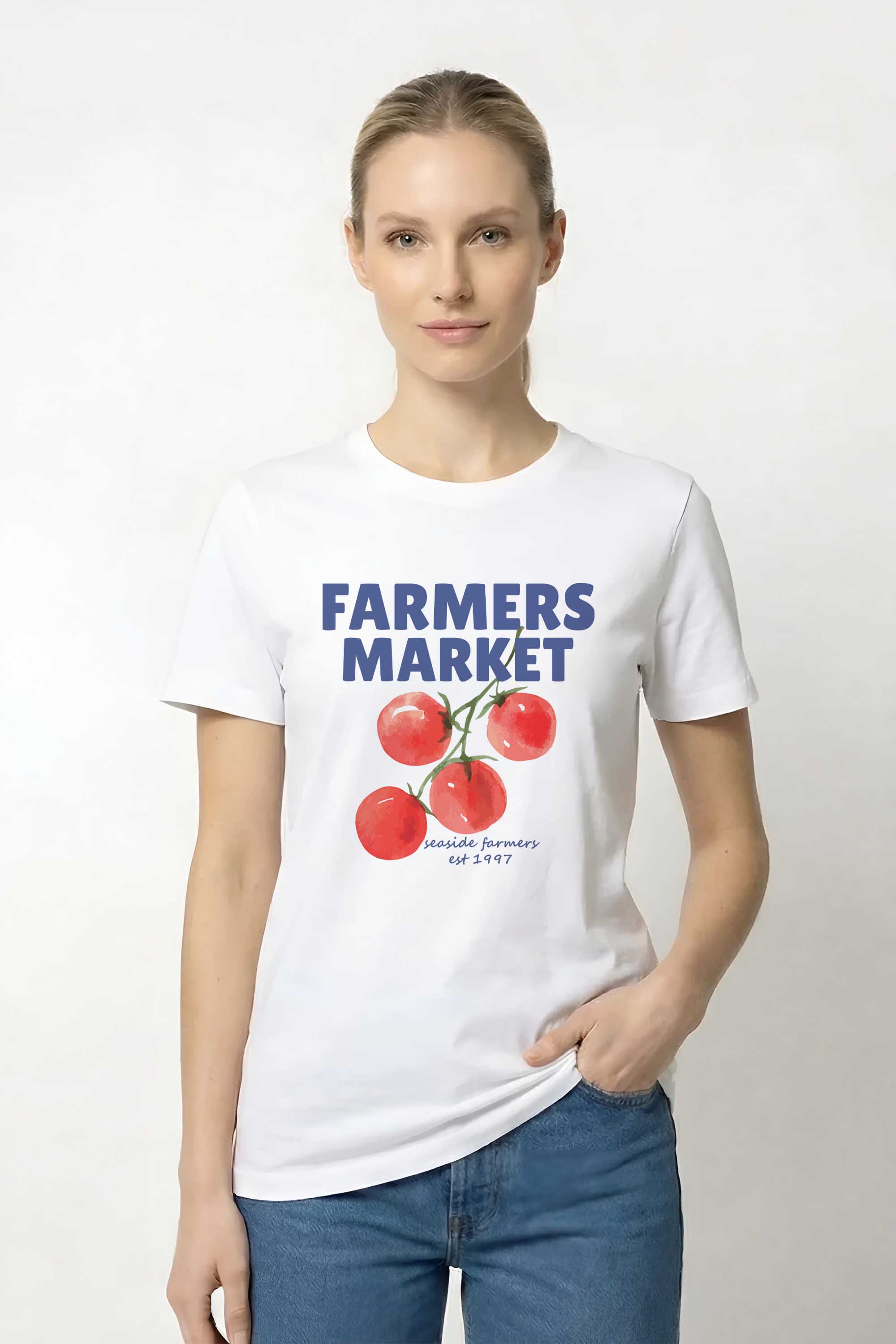 220GSM Regular FIt Farmers Market Printed T-Shirt