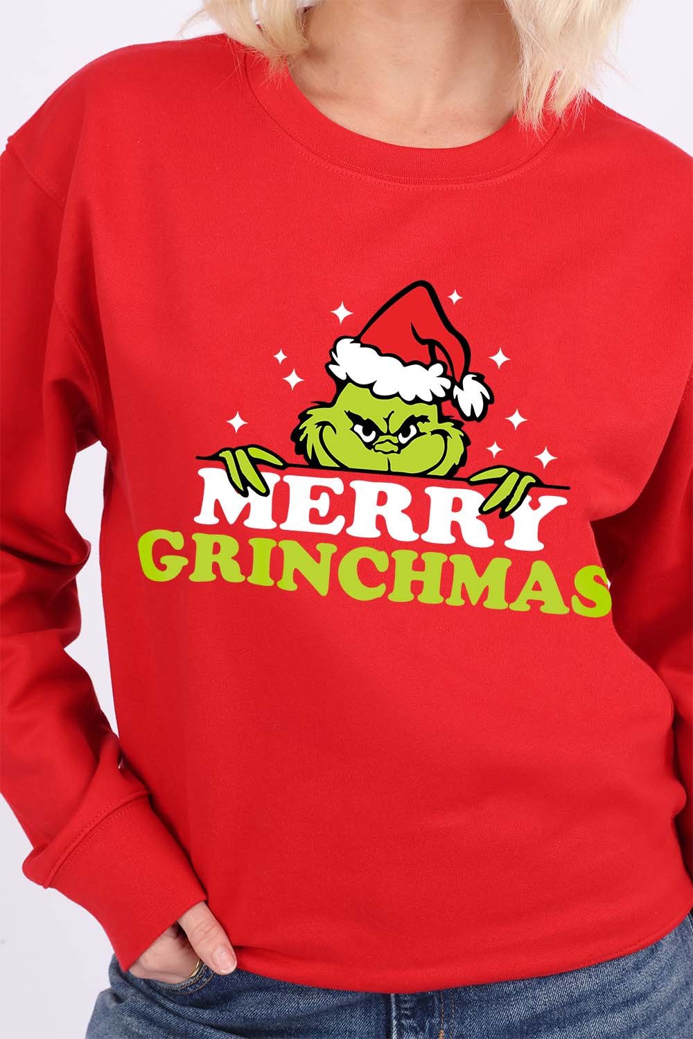 Grinch Christmas Fun Printed Sweatshirt | Christmas Jumper (Pack of 4)