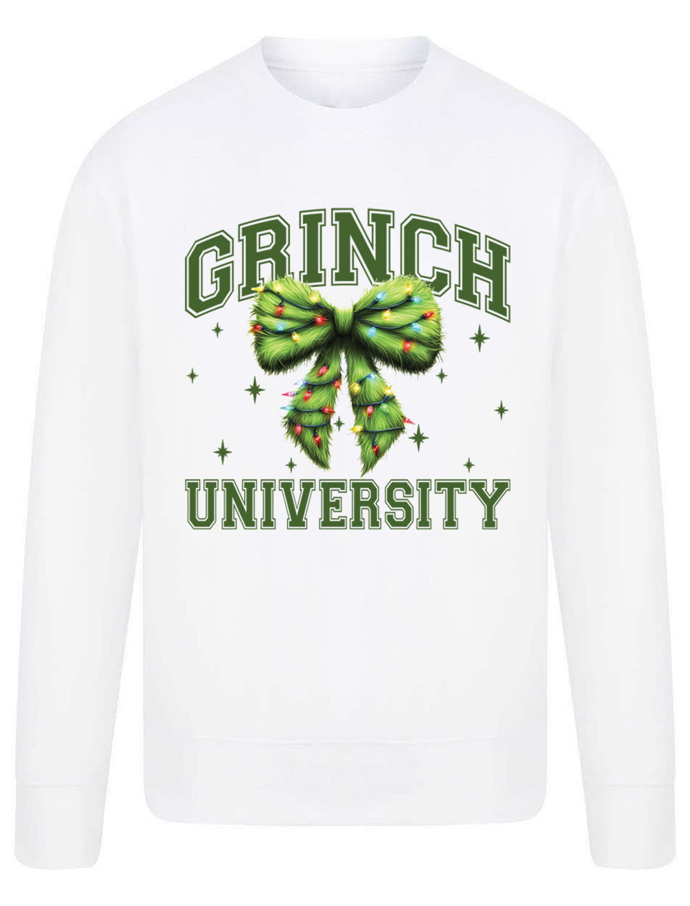 Grinch University Bow Christmas Printed Sweatshirt