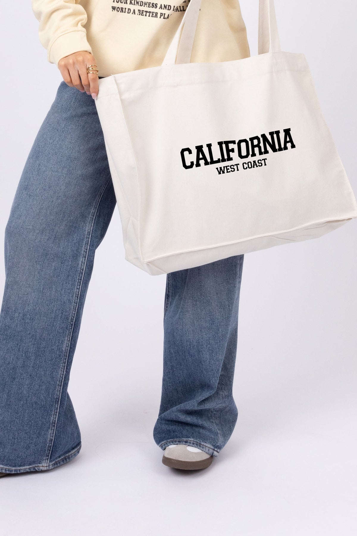 California West Coast Printed Woven Shopping Tote Bag