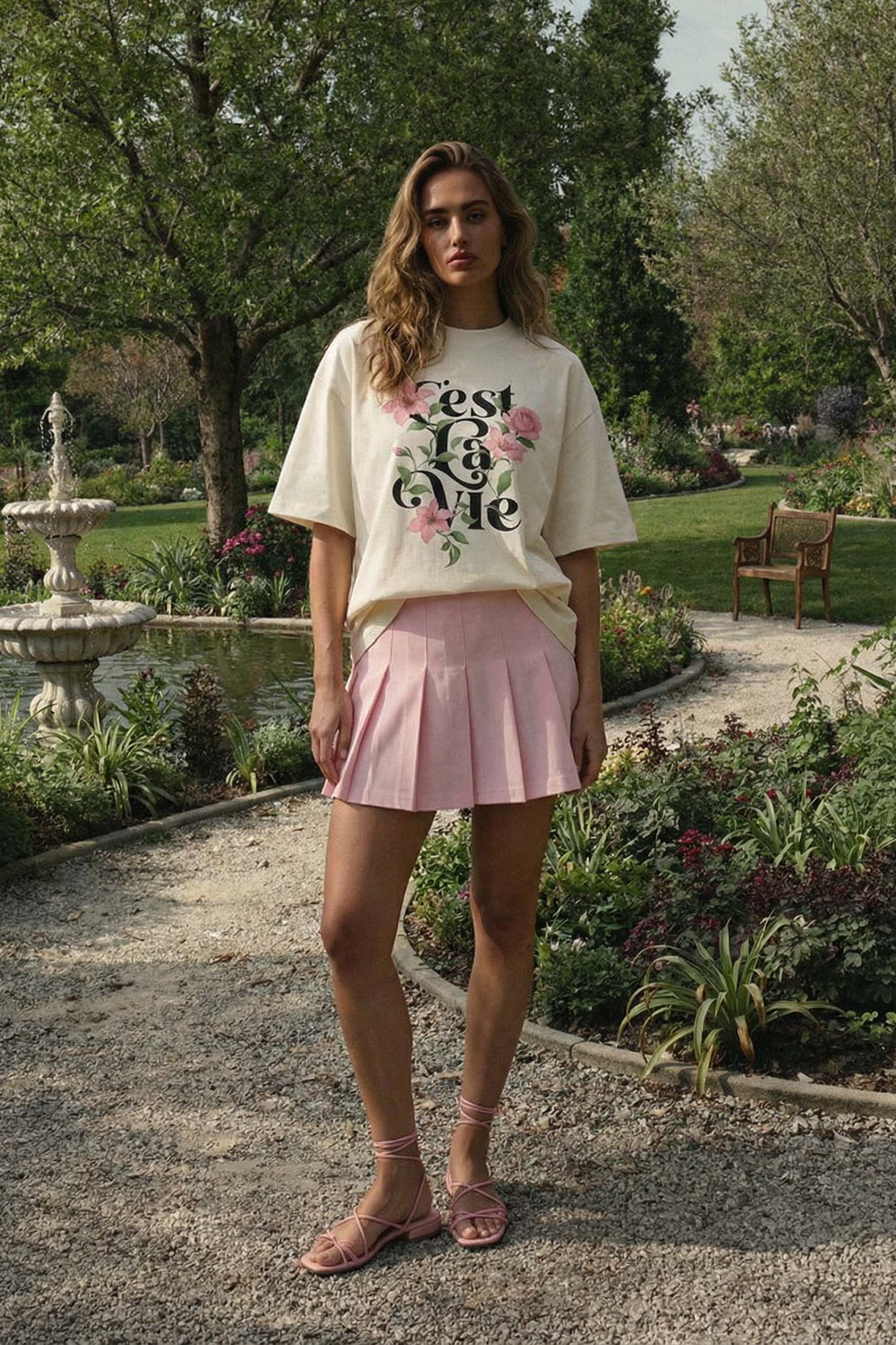 220GSM Oversized T-Shirt In C’est La Vie Floral Print
