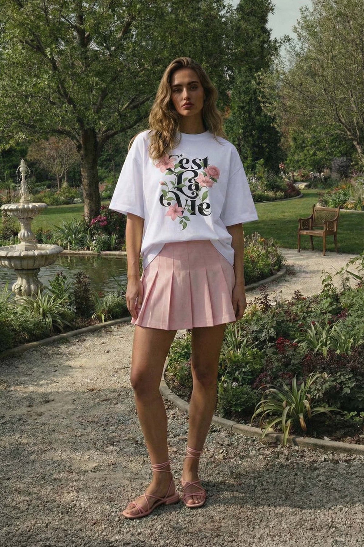 220GSM Oversized T-Shirt In C’est La Vie Floral Print