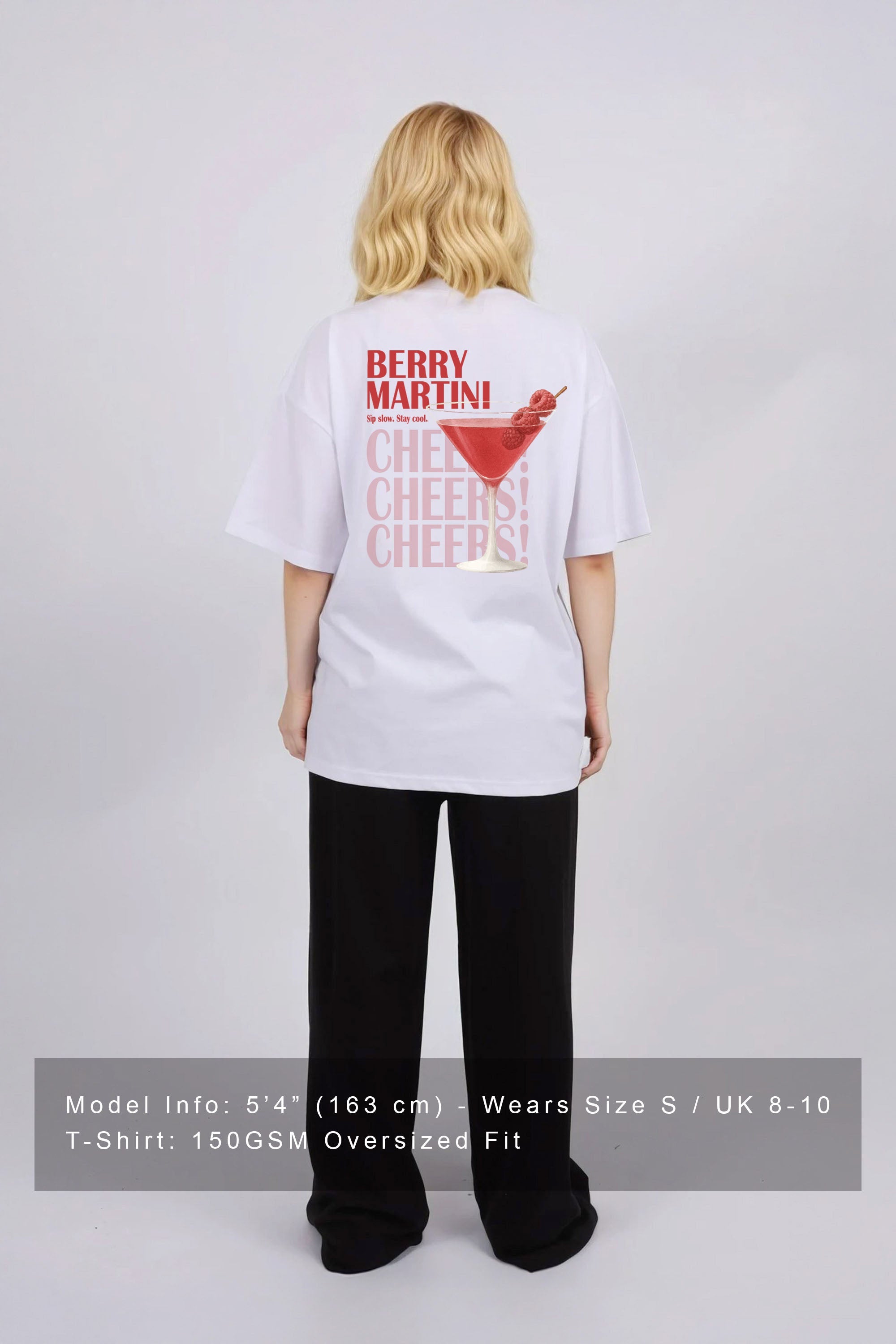 150GSM Oversized T-Shirts in Berry Martini Print
