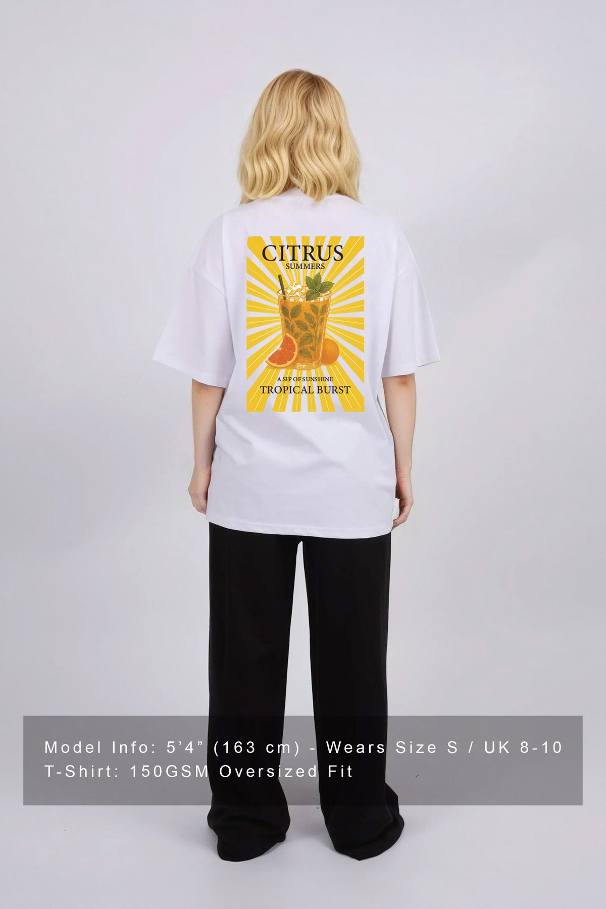 150GSM Oversized T-Shirts in Citrus Tropical Print
