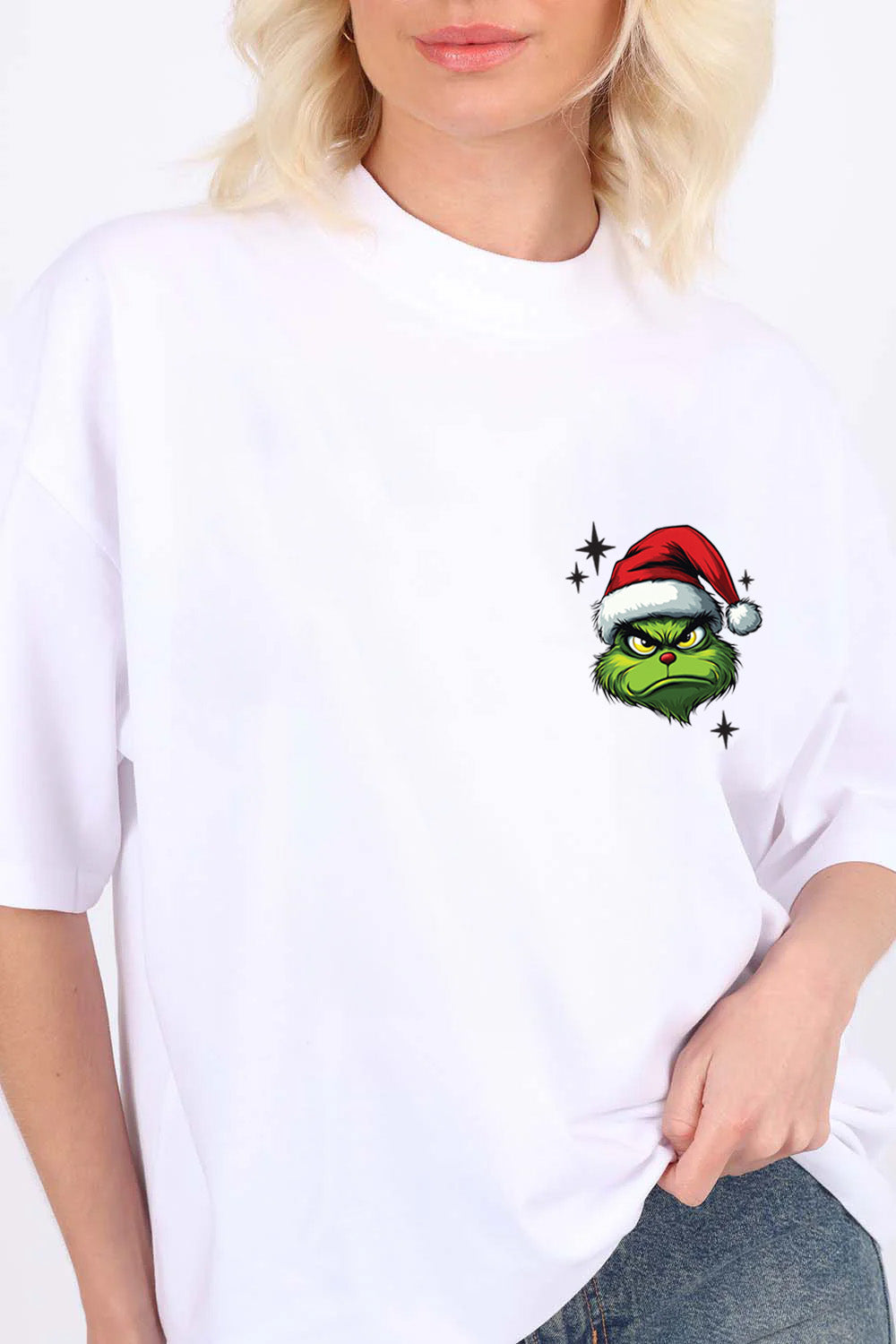 220GSM Oversize Christmas T-Shirt In My Grinch Era Print