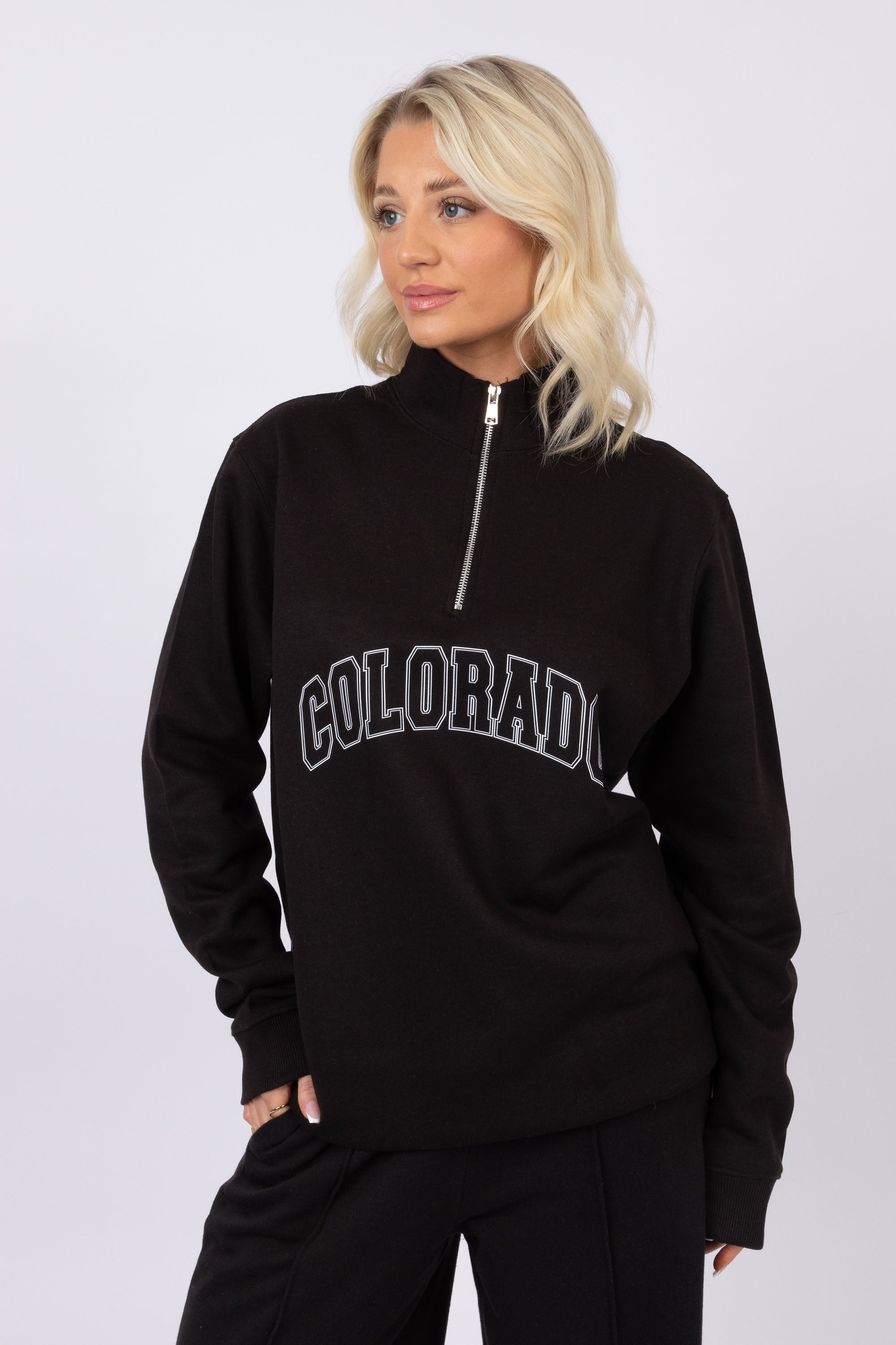 Unisex 1/4 Zip Neck Colorado Printed Sweatshirt