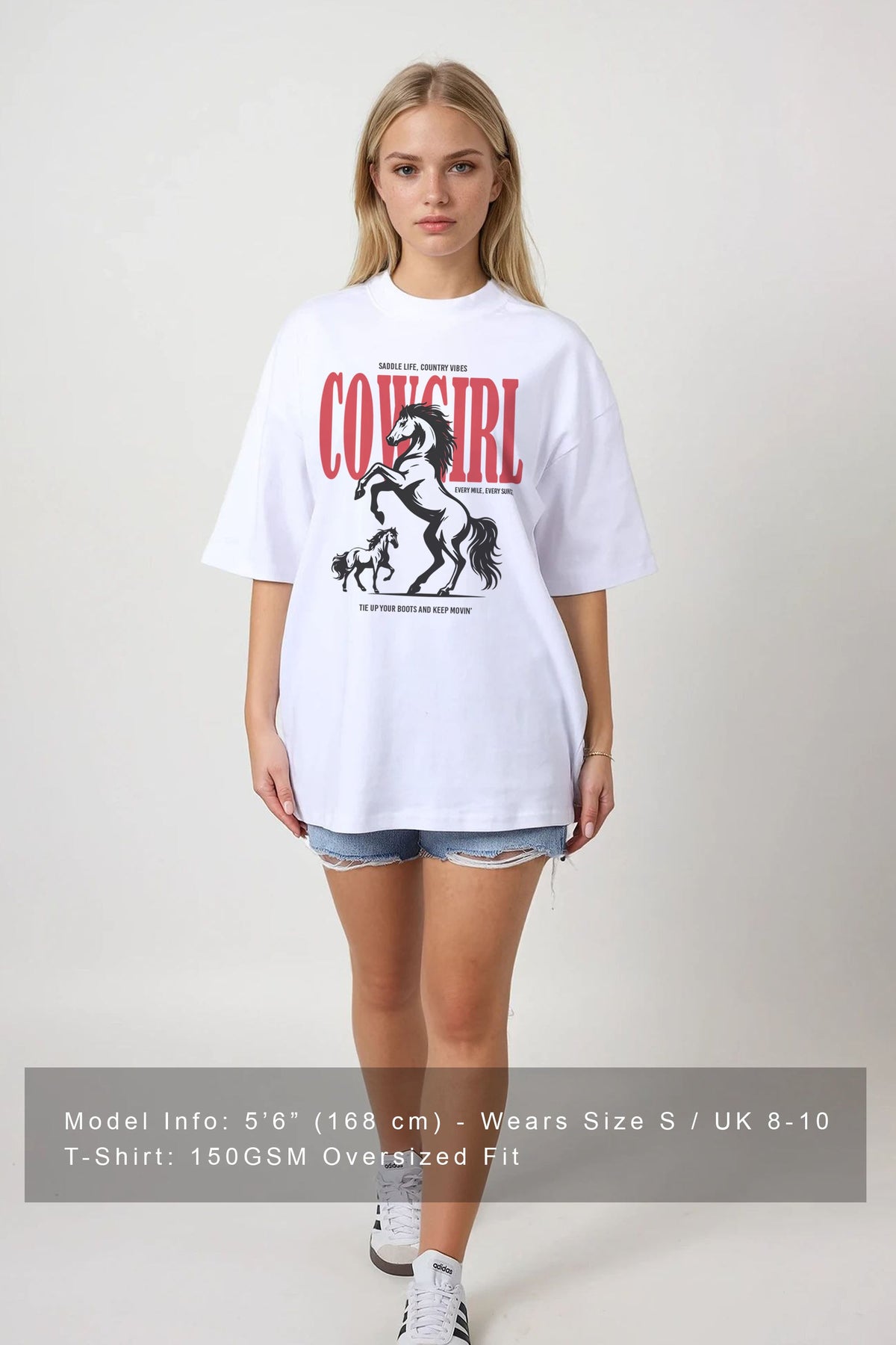 150GSM Oversized T-Shirt in Cowgirl Horse Print