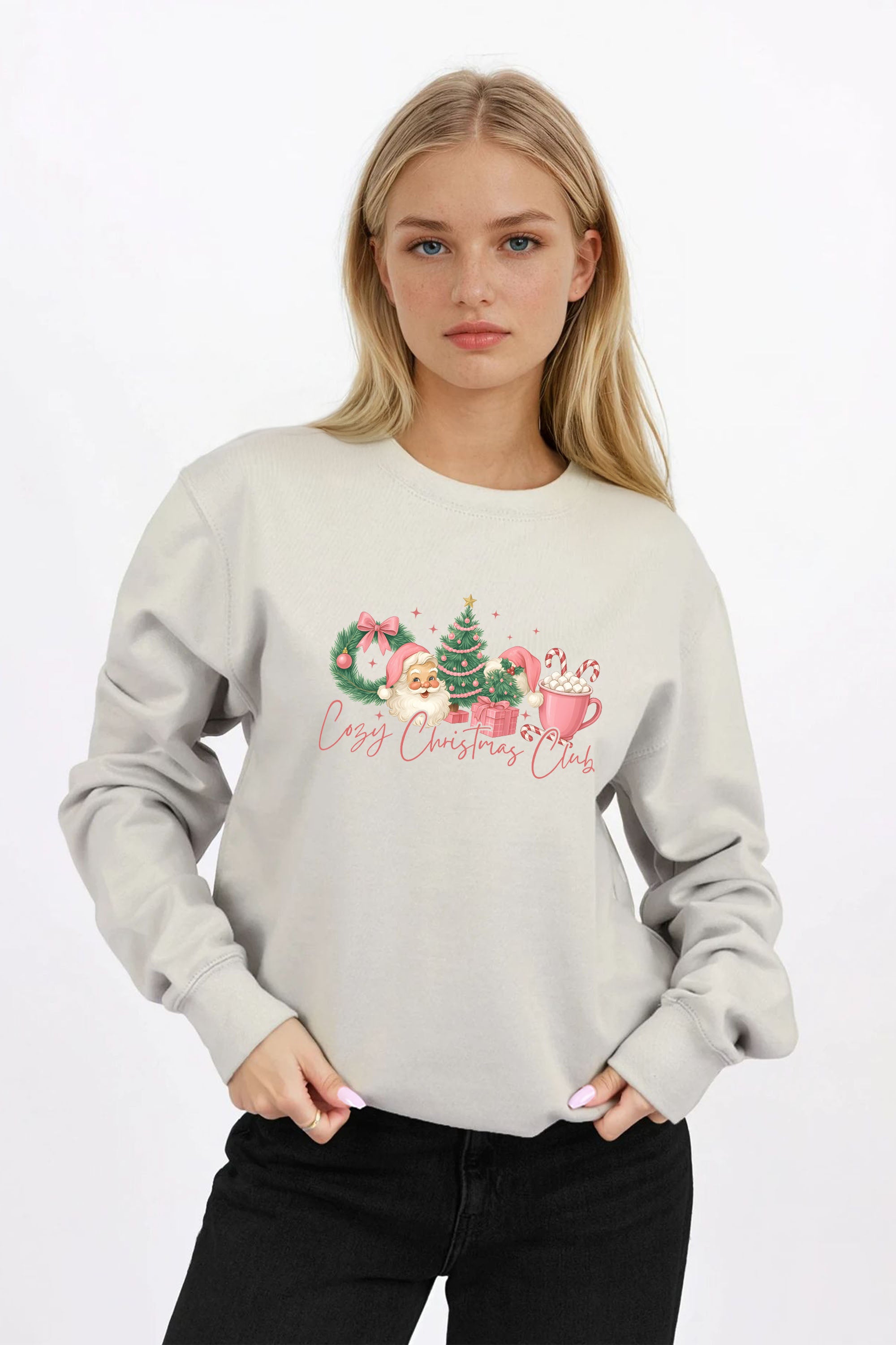 Cozy Christmas Club Printed Sweatshirt