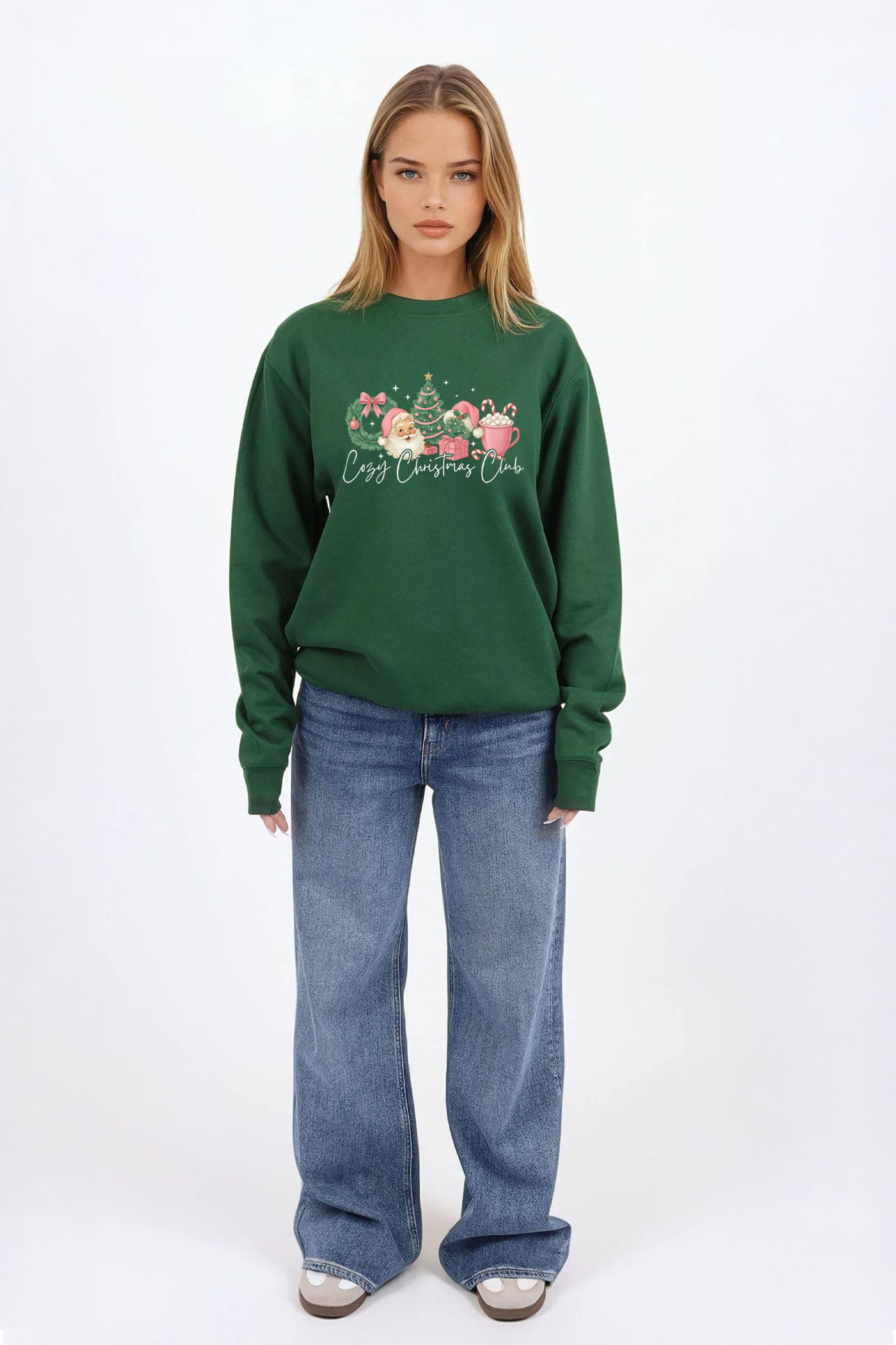 Cozy Christmas Club Printed Sweatshirt