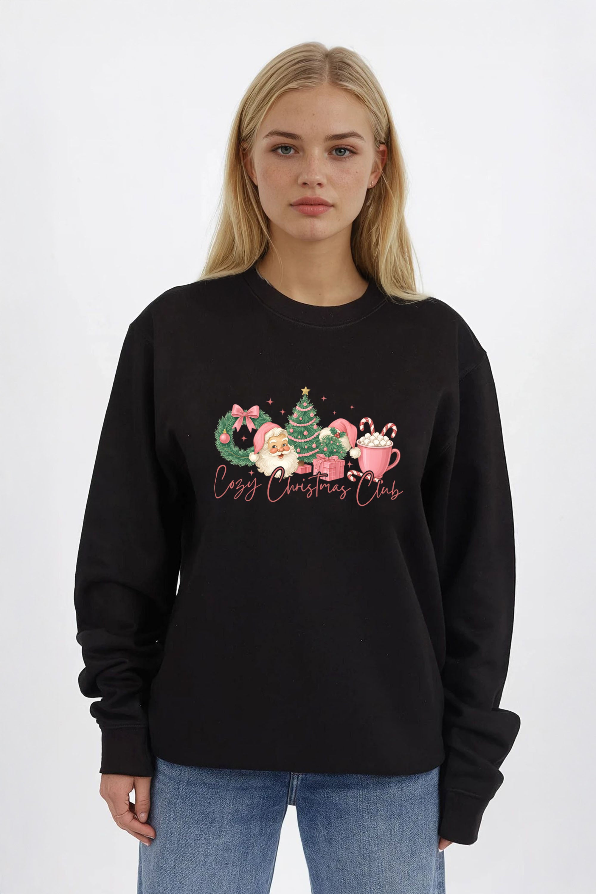 Cozy Christmas Club Printed Sweatshirt