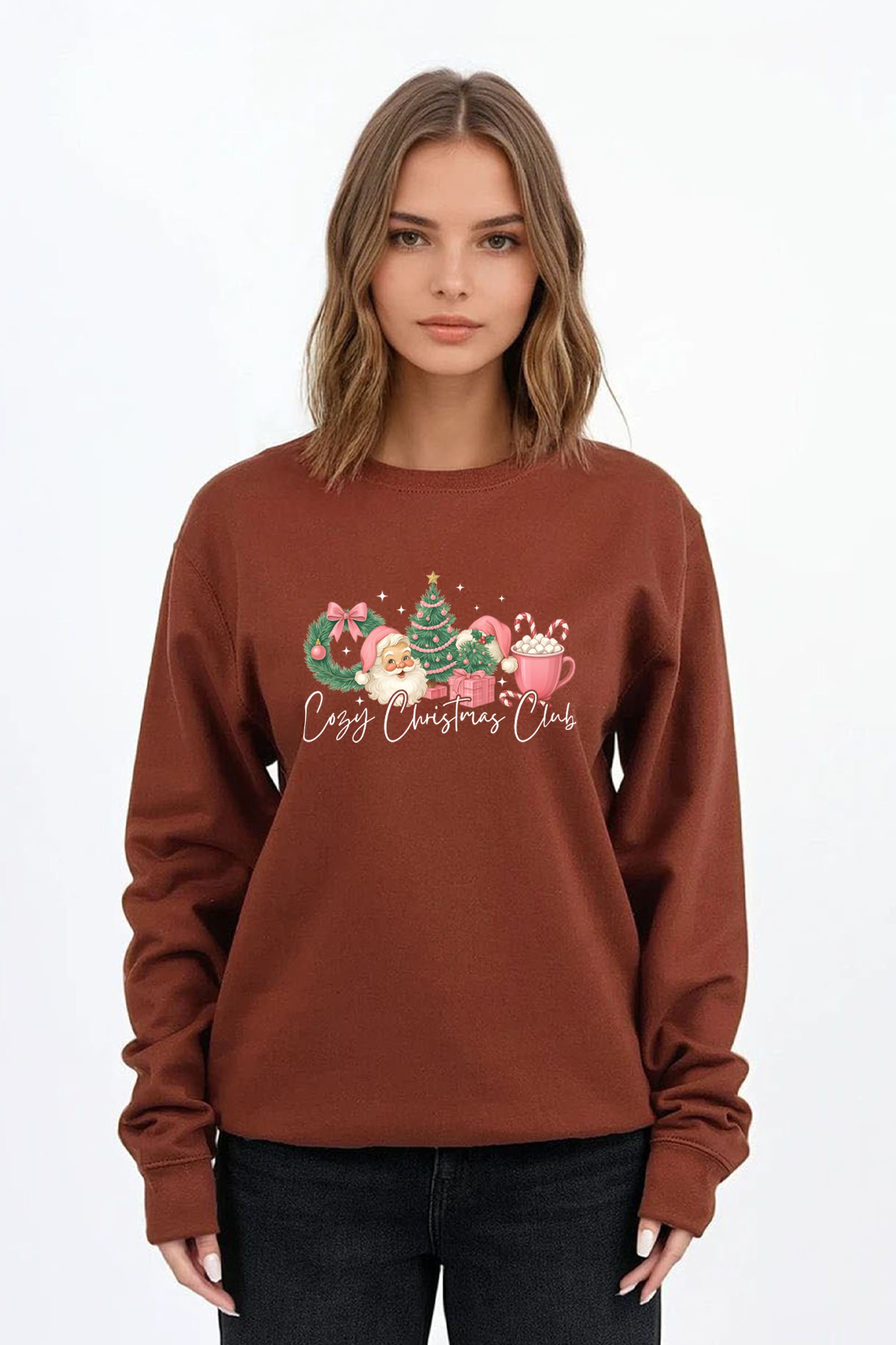 Cozy Christmas Club Printed Sweatshirt