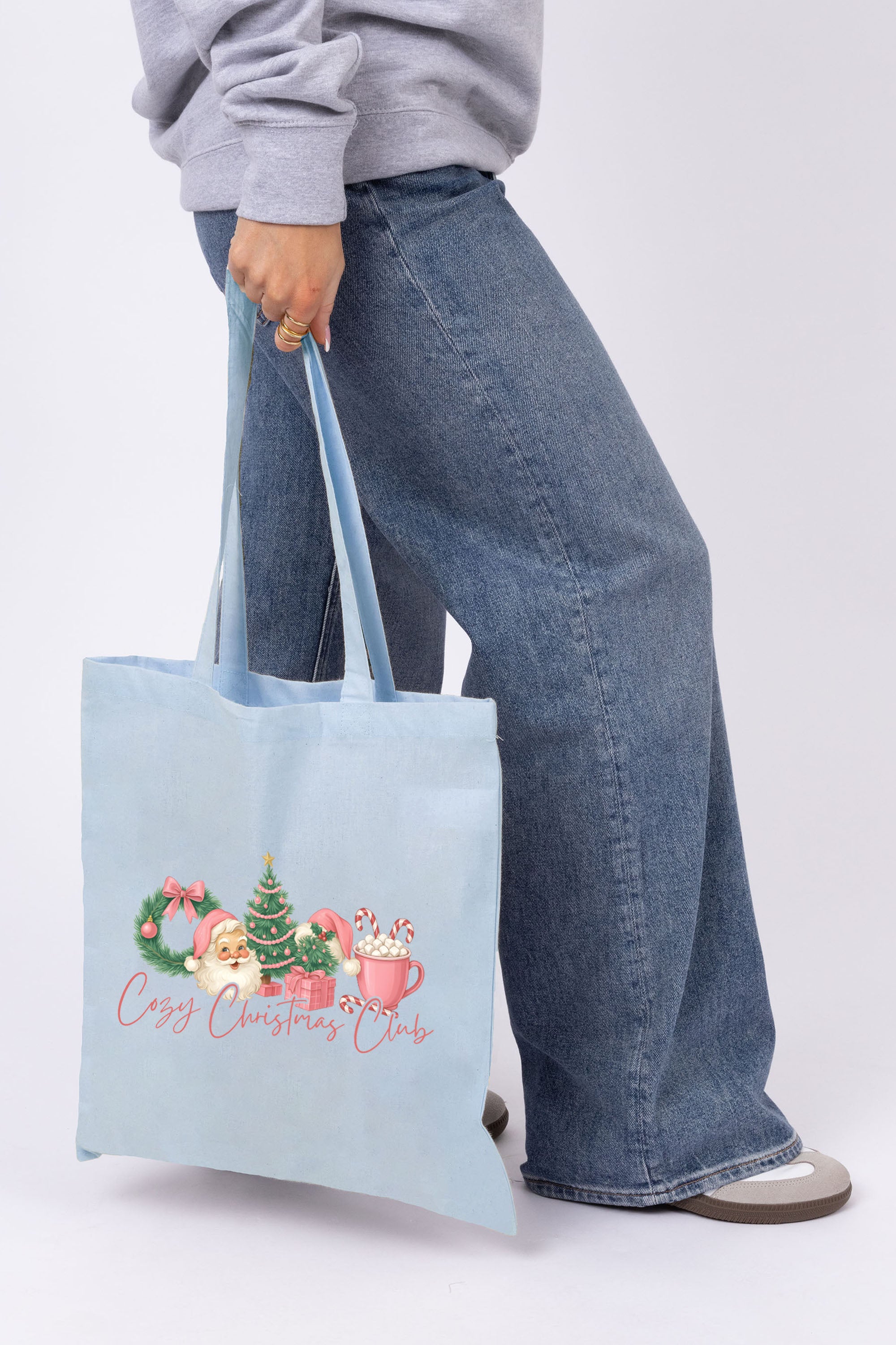 Cozy Christmas Club Printed Cotton Tote Bag
