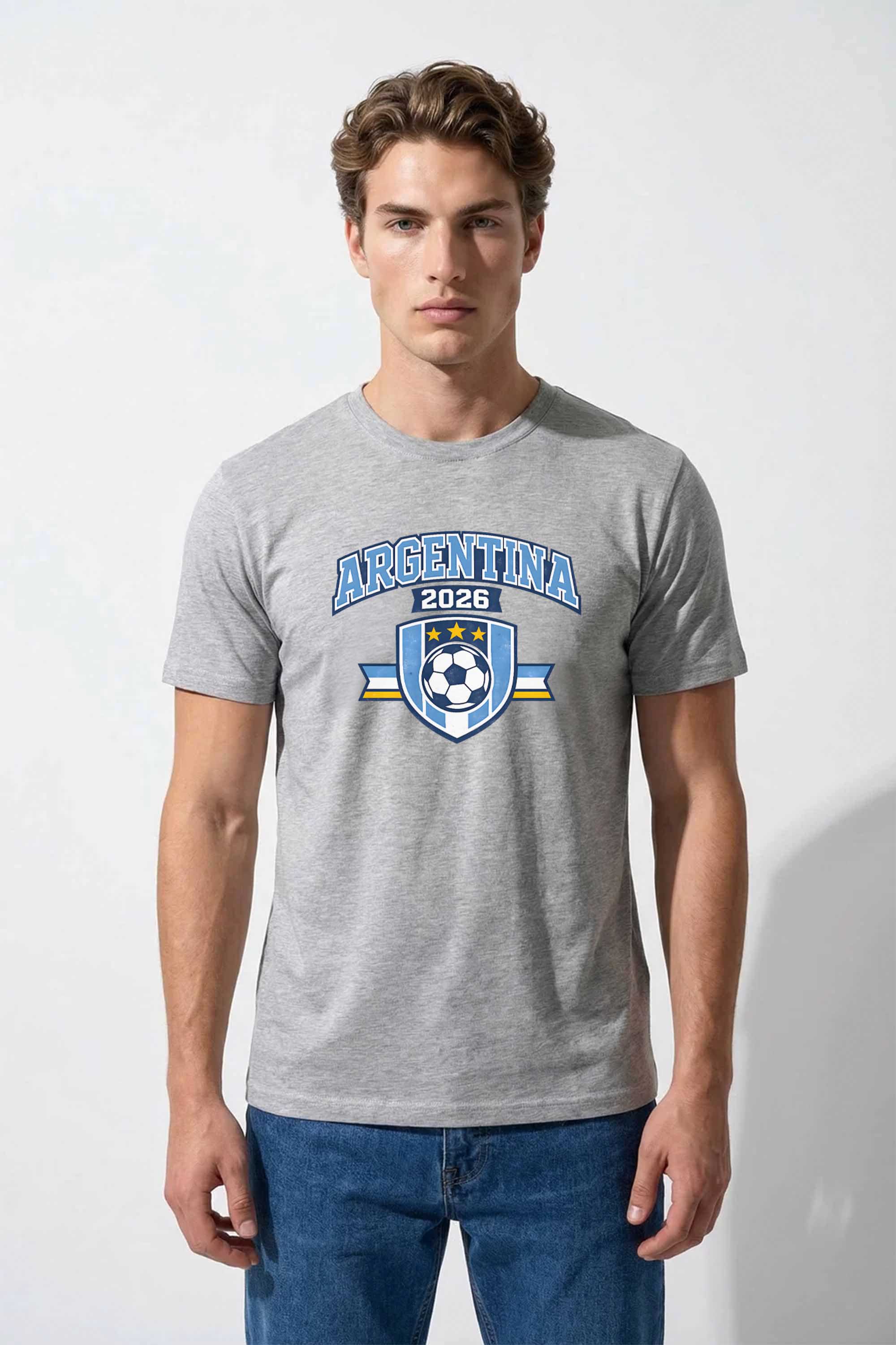 220GSM Regular Fit Argentina Football Printed T-Shirt